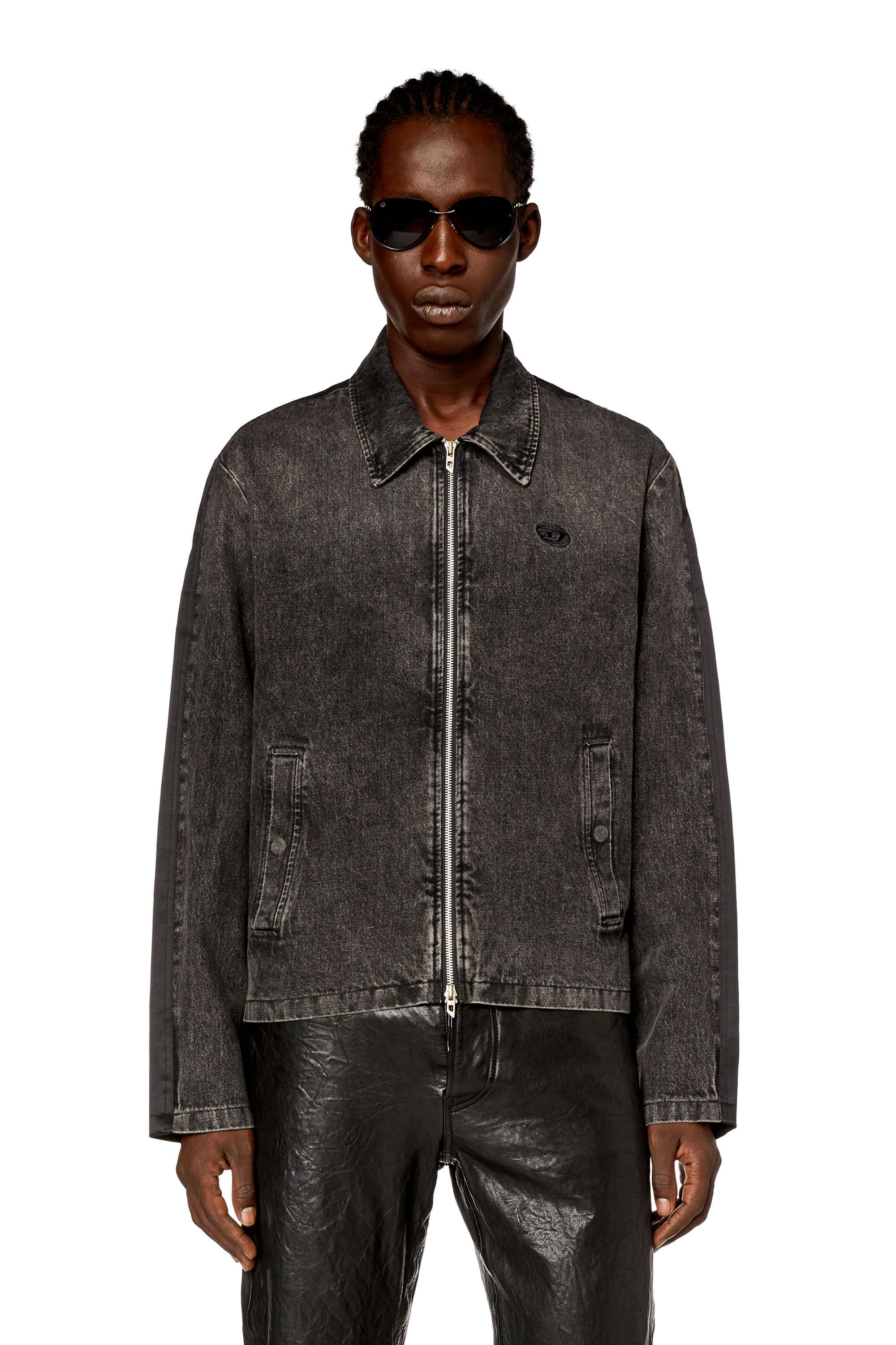 Diesel - J-HARRIS, Veste hybride en denim et sergé Homme in Noir - 3