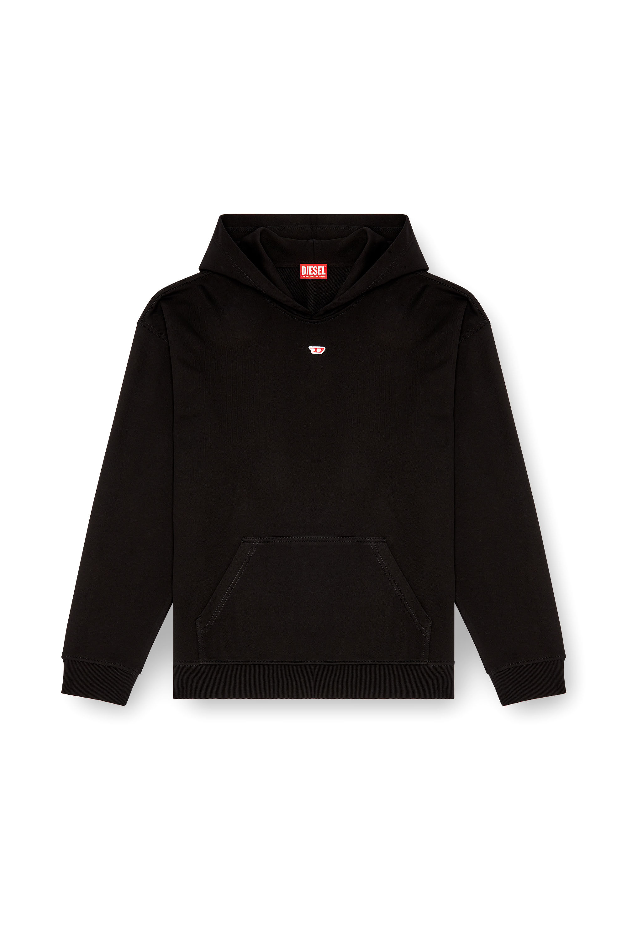 ★DIESEL★ S Box D Hood Black A149090GEAD9XX A149090GEAD9XXS Men's Hoodie with D logo patch | Black | Diesel