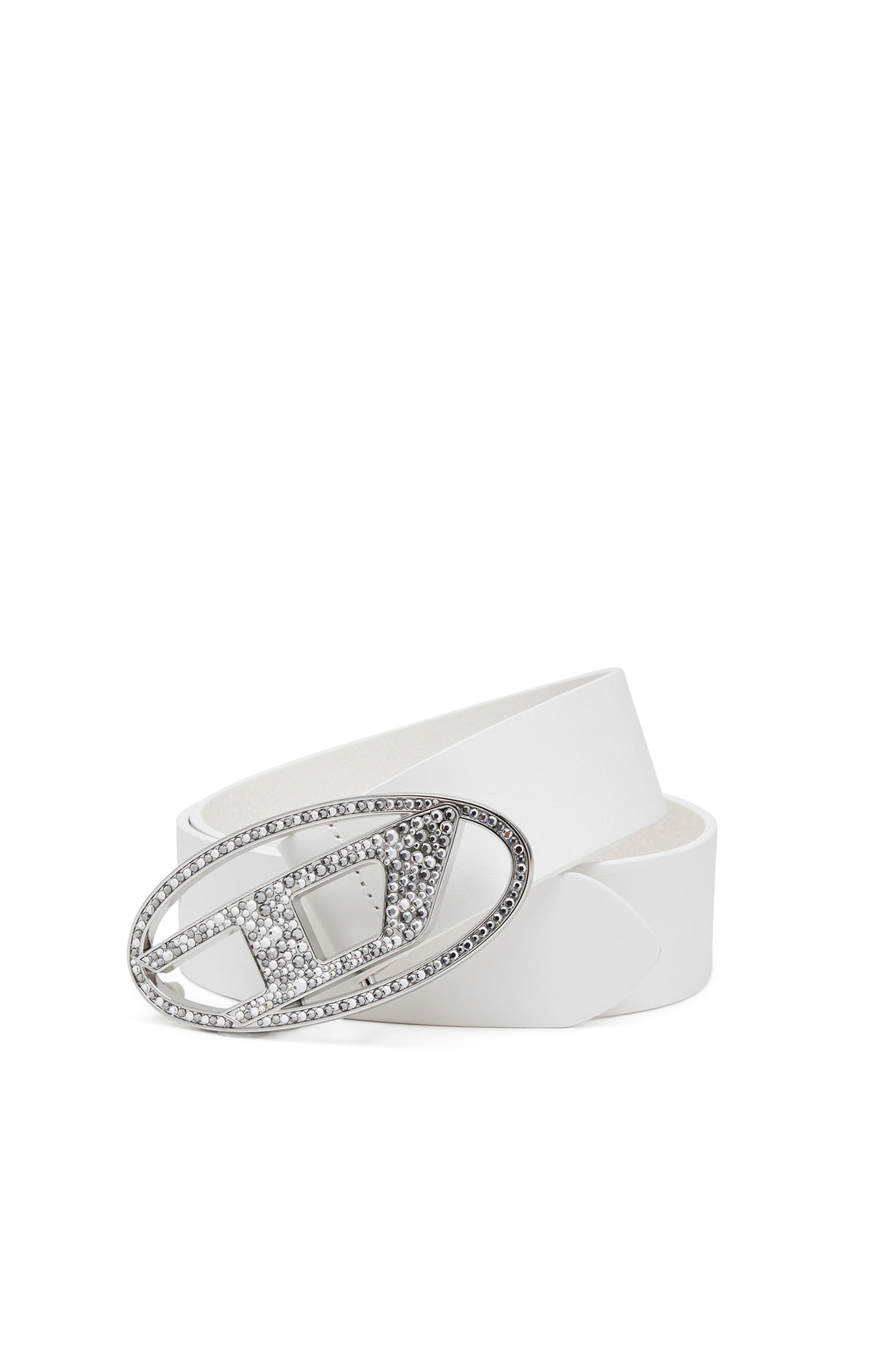 Women's Rhinestone-embellished leather belt | Black | Diesel