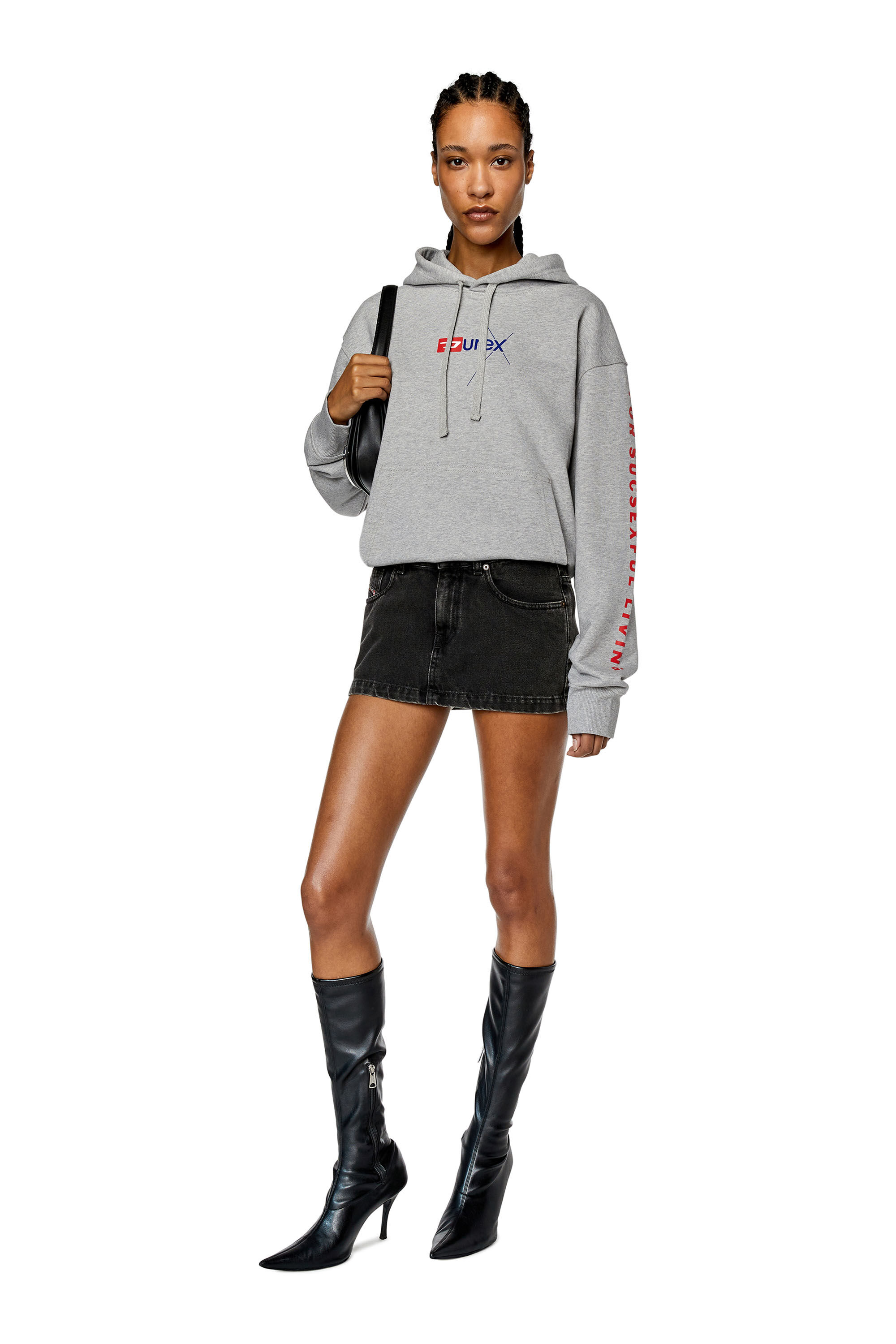 Diesel - DX-S-MACS-HOOD, Male's Mélange hoodie with Durex logo in Light Grey - 7