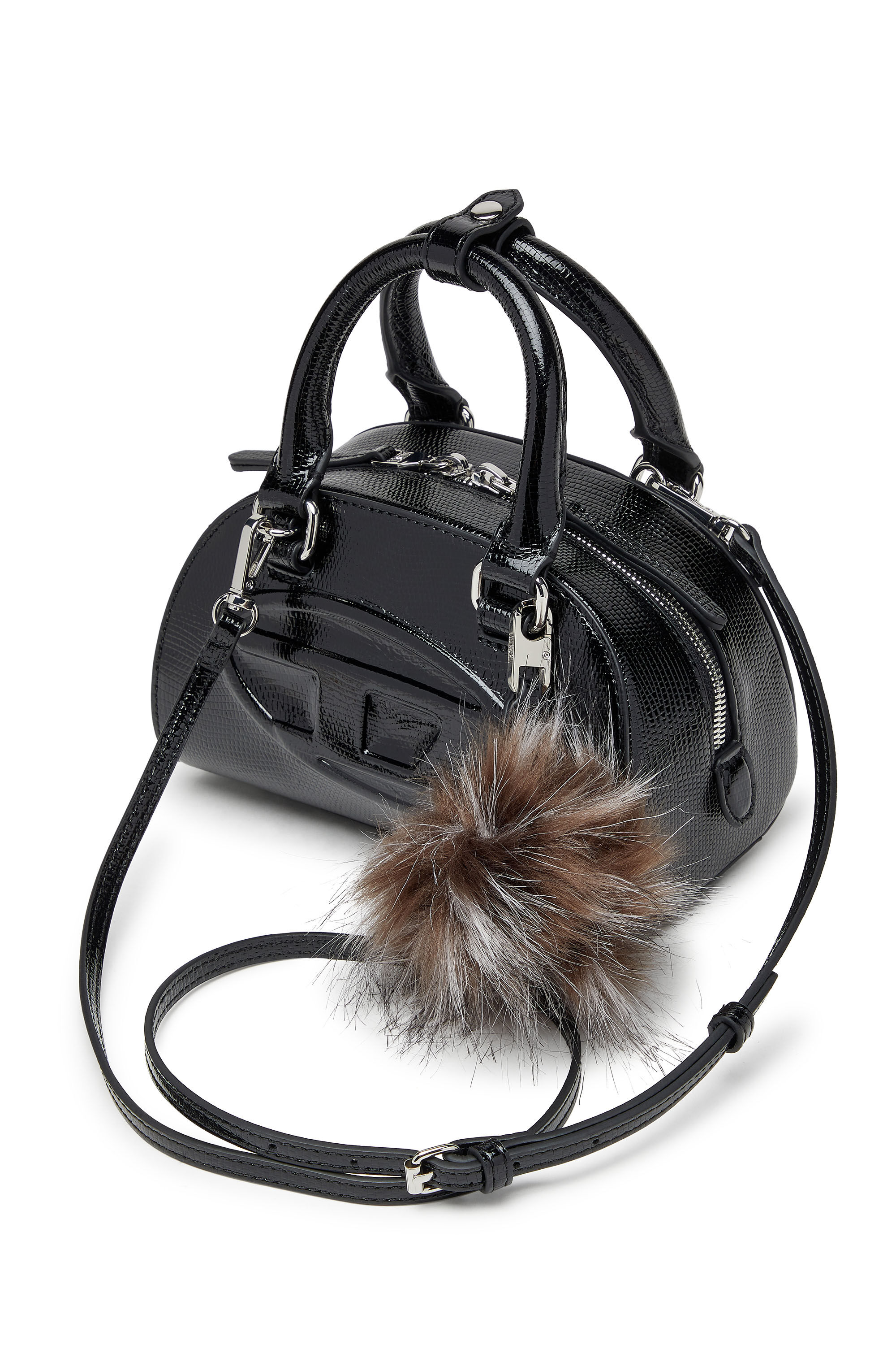 Diesel - 1DR DOME CROSSBODY, Female's 1DR Dome-Mini bowling bag in embossed leather in Black - 5