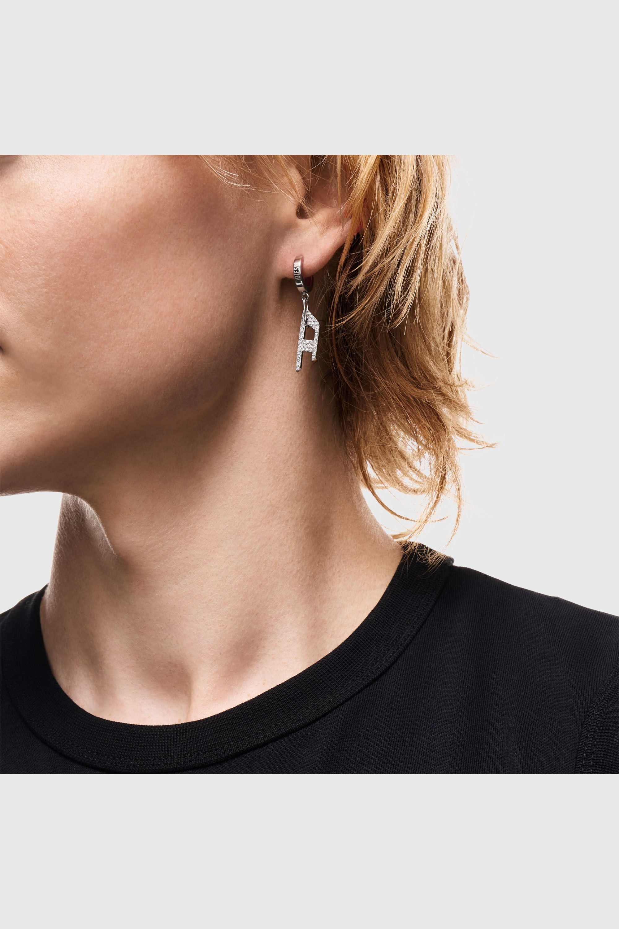 Diesel - DX1706040 JEWELLERY, Pendiente tipo drop de acero inoxidable con glitz D Unisex in Plateado - 4