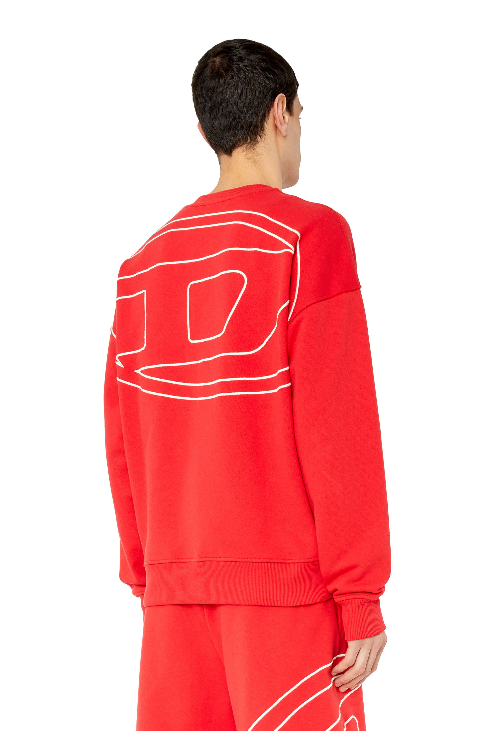 Diesel - S-ROB-MEGOVAL, Man's Sweatshirt with back maxi D logo in Red - 3