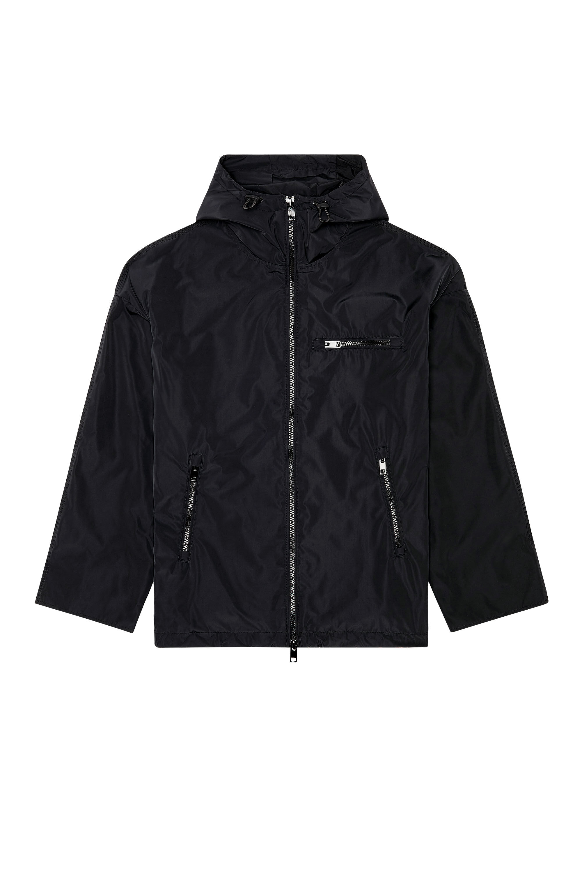 Diesel - W-HENNESS, Man's Nylon jacket with piped oval D logo in Black - 2