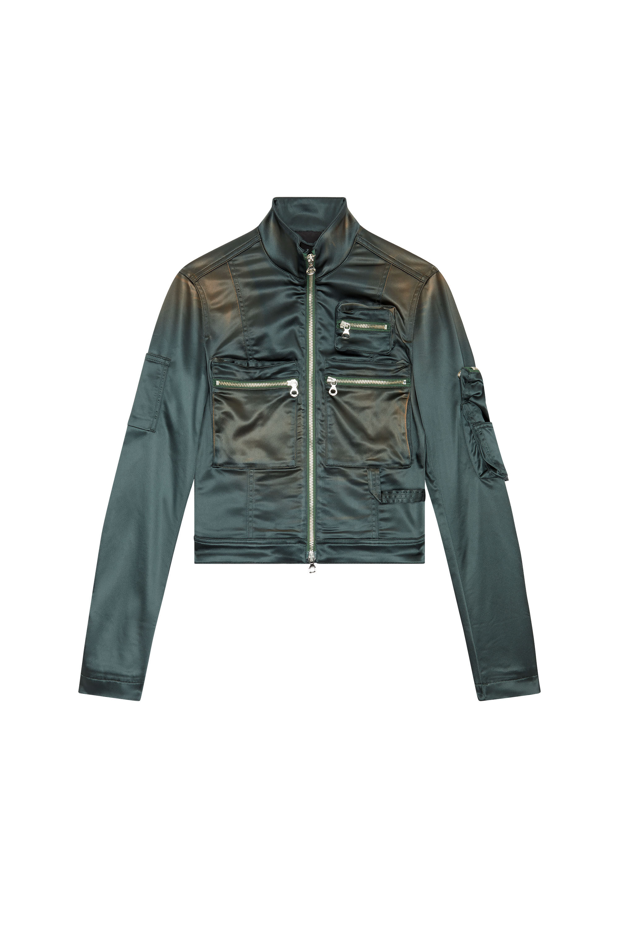 Diesel - G-LANDY, Female's Utility jacket in shiny satin in Dark Grey - 2