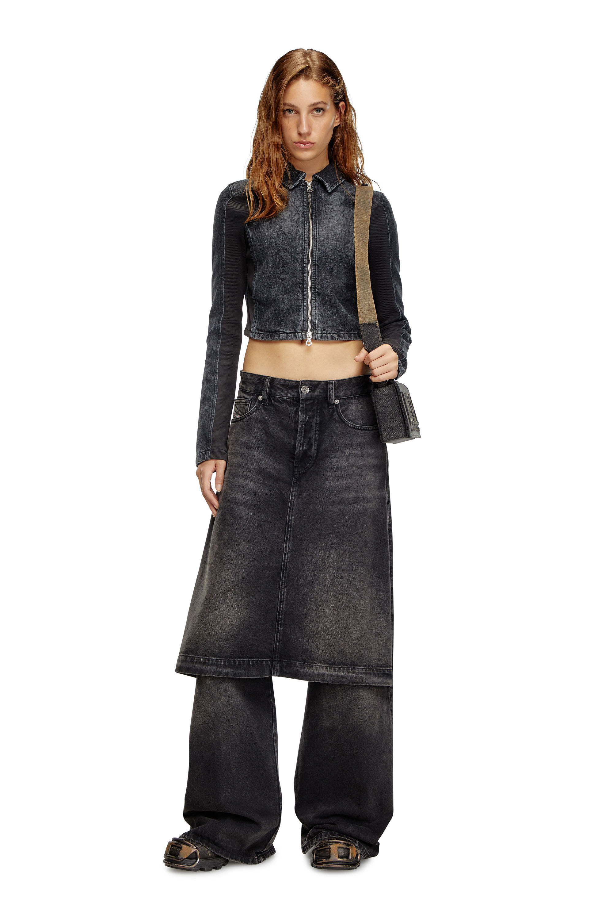 DIESEL◆デニム｜Straight Jeans D-Syren 0cbdg Women's Relaxed Jeans | Black/Dark Grey | Diesel D-Syren
