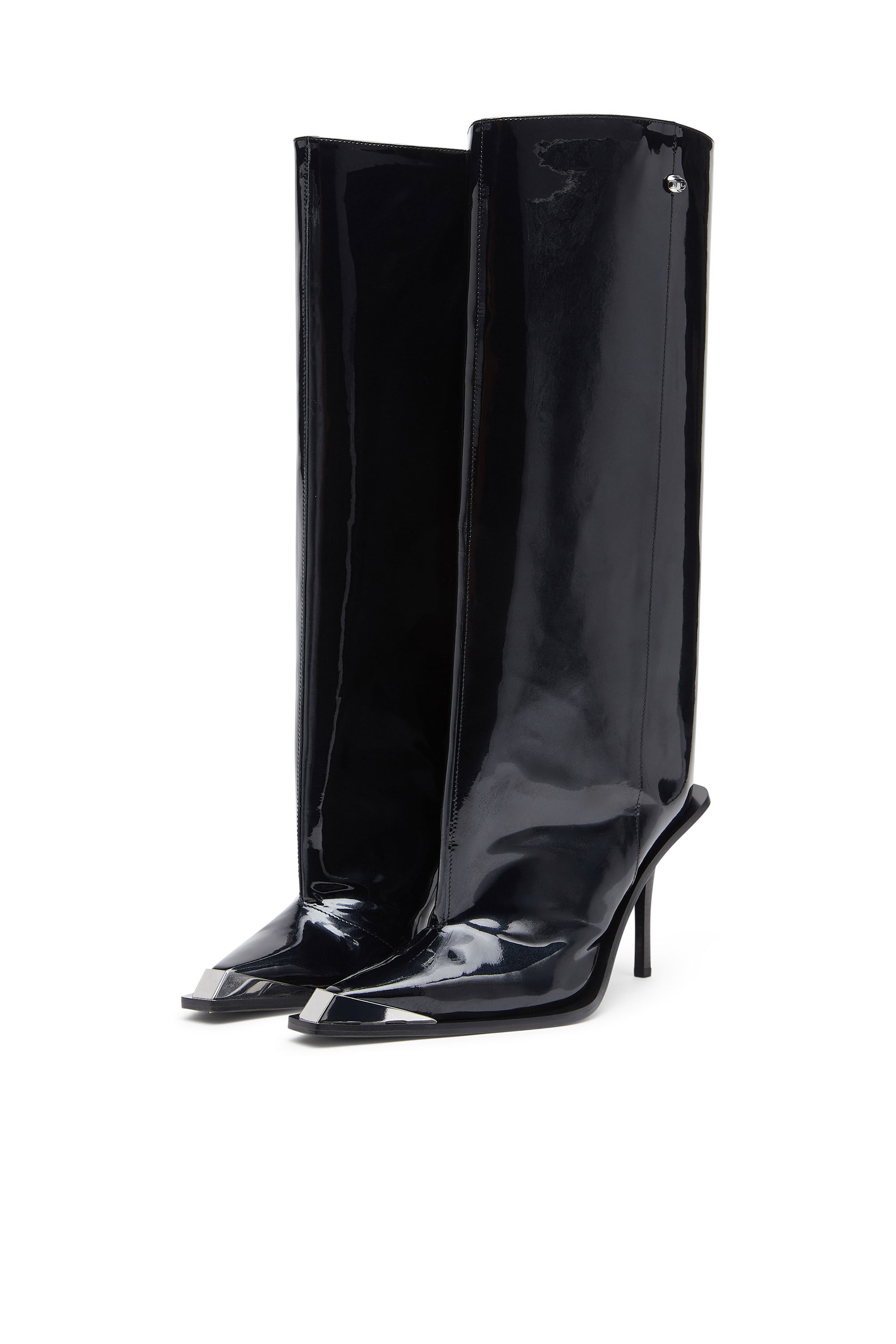 Women's D-Tona-Knee-high boots in patent leather | Black | Diesel