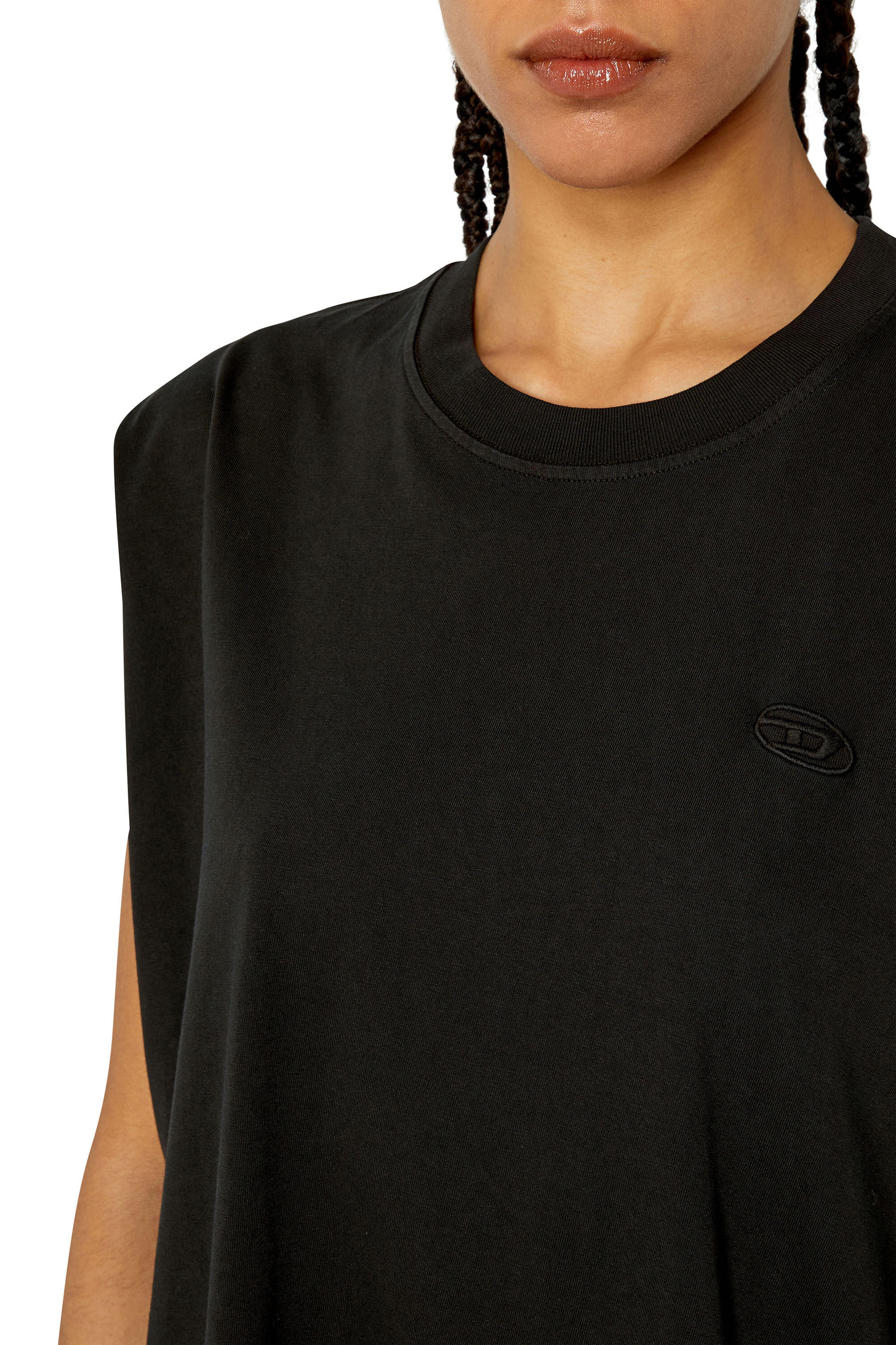 Diesel - D-ROLLETTY, Woman's T-shirt dress with georgette hem in Black - 4