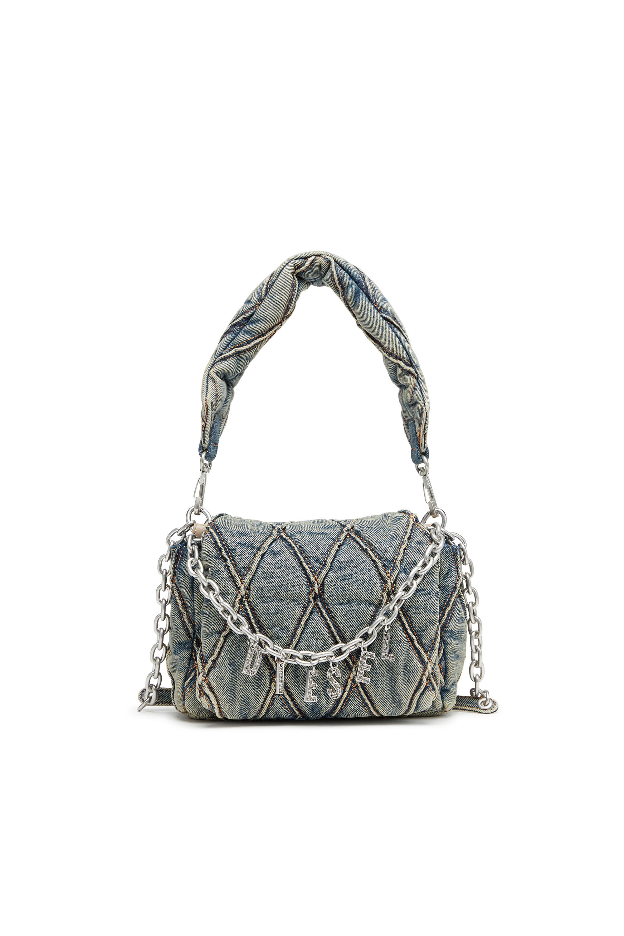 Women's Charm-D S-Small handbag in quilted denim | Blue | Diesel