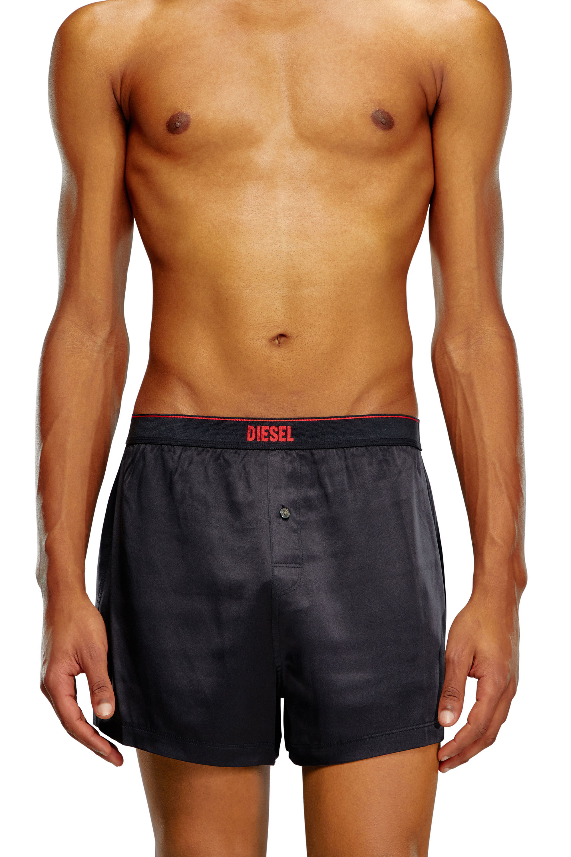 トップス UCANTBELIKEME UVC POLO X DISARK BOXER Men's Silk boxers with logo waist | Black | Diesel