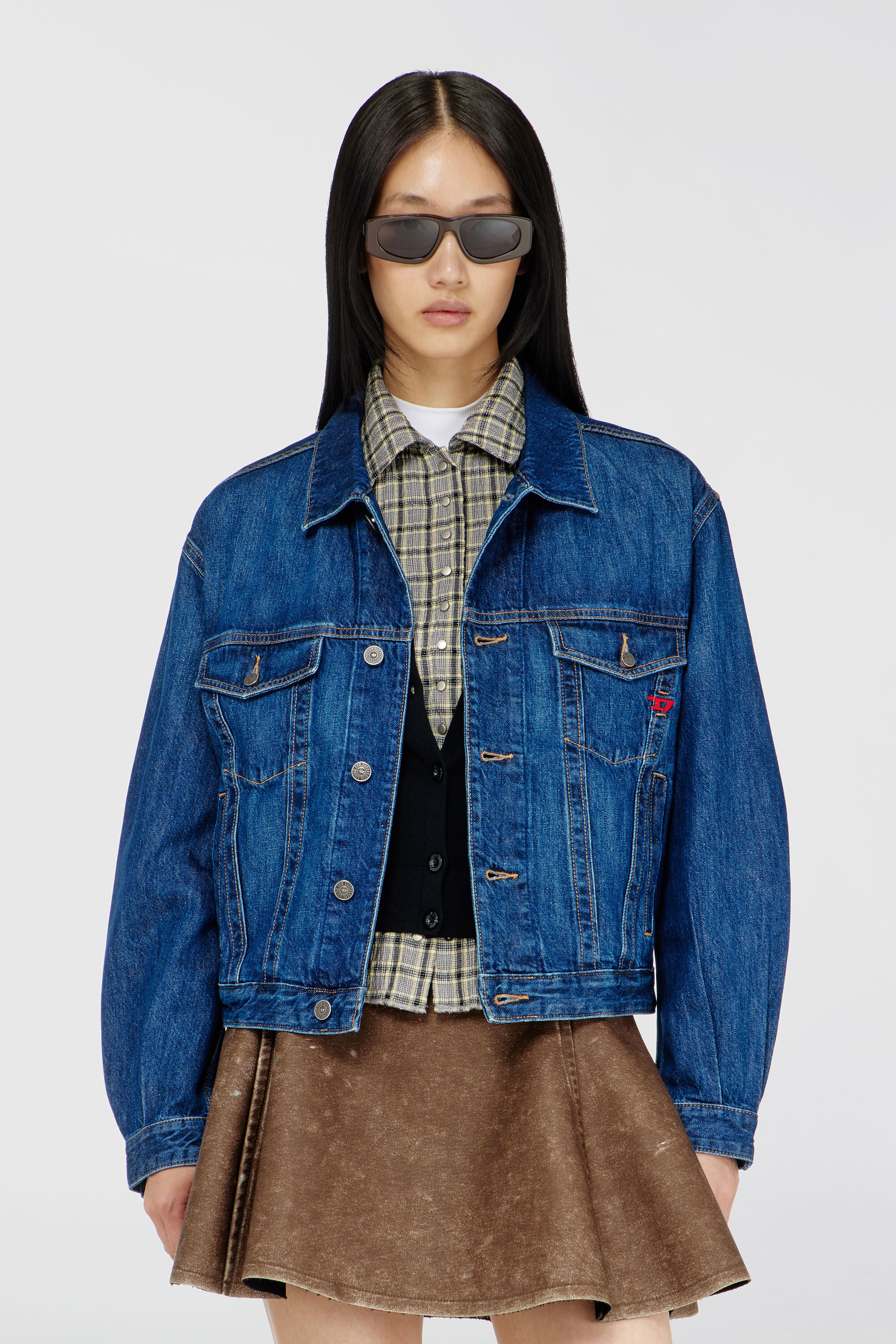 Diesel - D-RANGER, Man's Trucker jacket in denim in Medium blue - 6