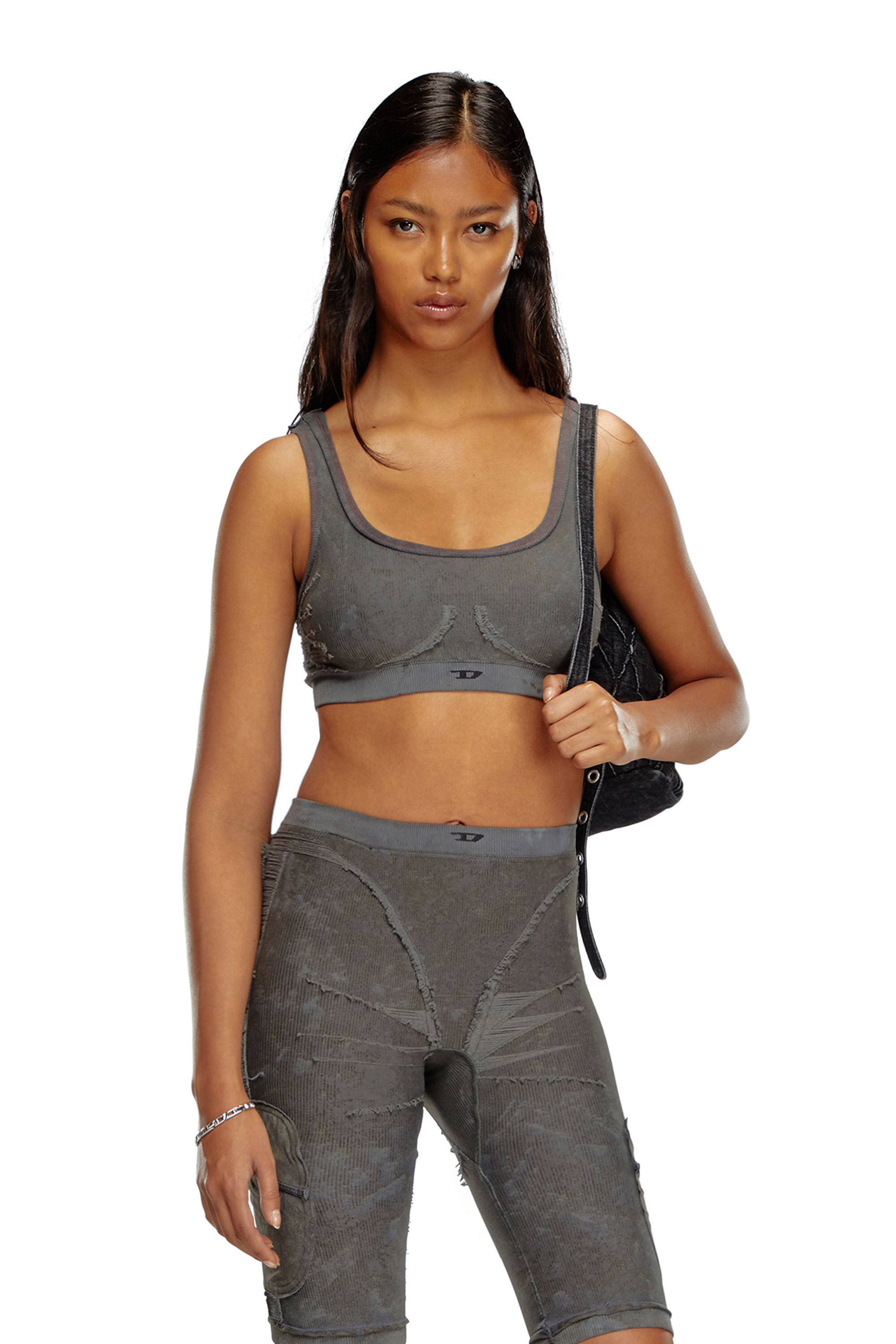 Women's Ribbed bralette with frayed detailing | Grey | Diesel