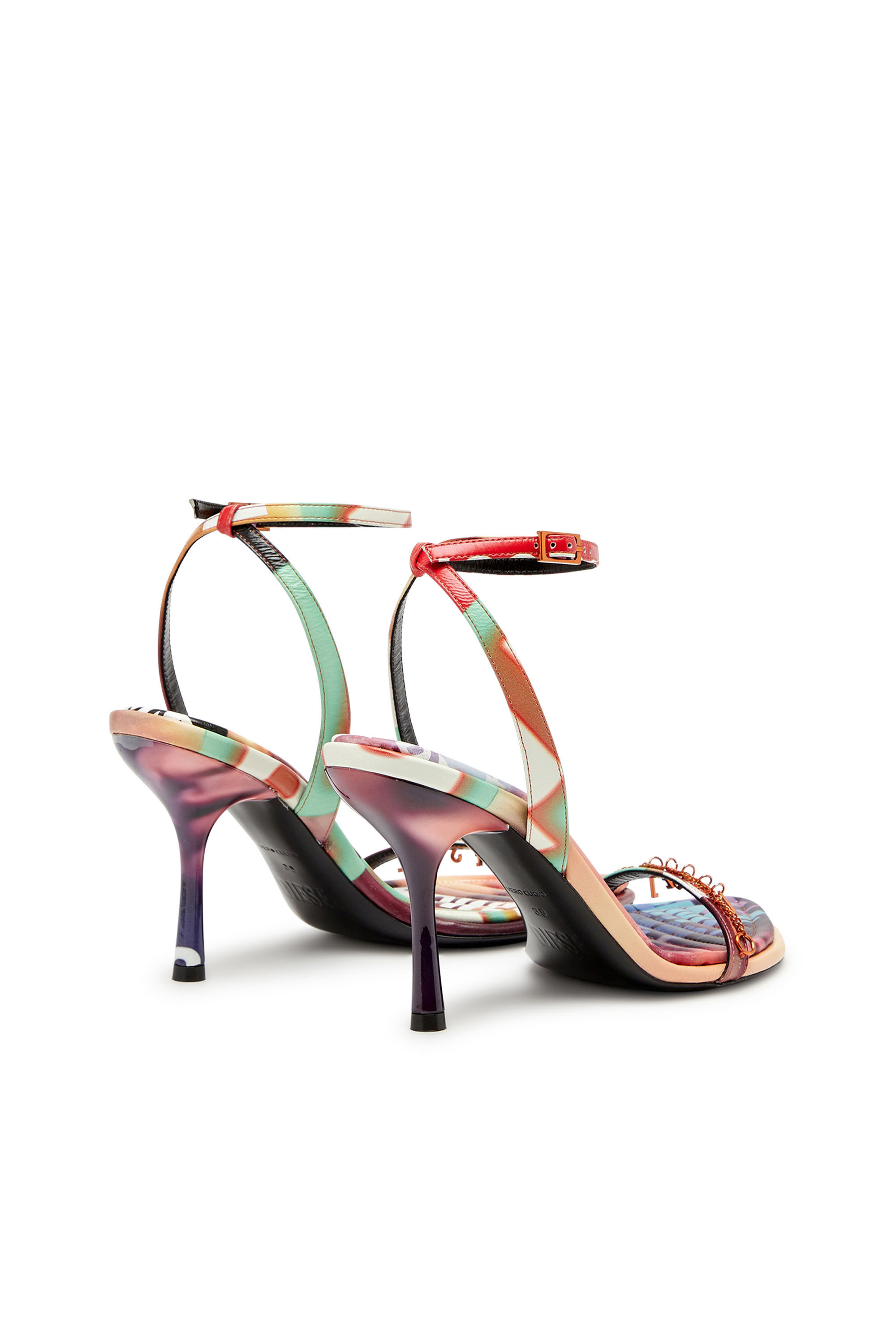 Diesel - D-VINA CHARM SDL, D-Vina Charm-Sandales à brides en cuir avec imprimé affiche Femme in Polychrome - 3