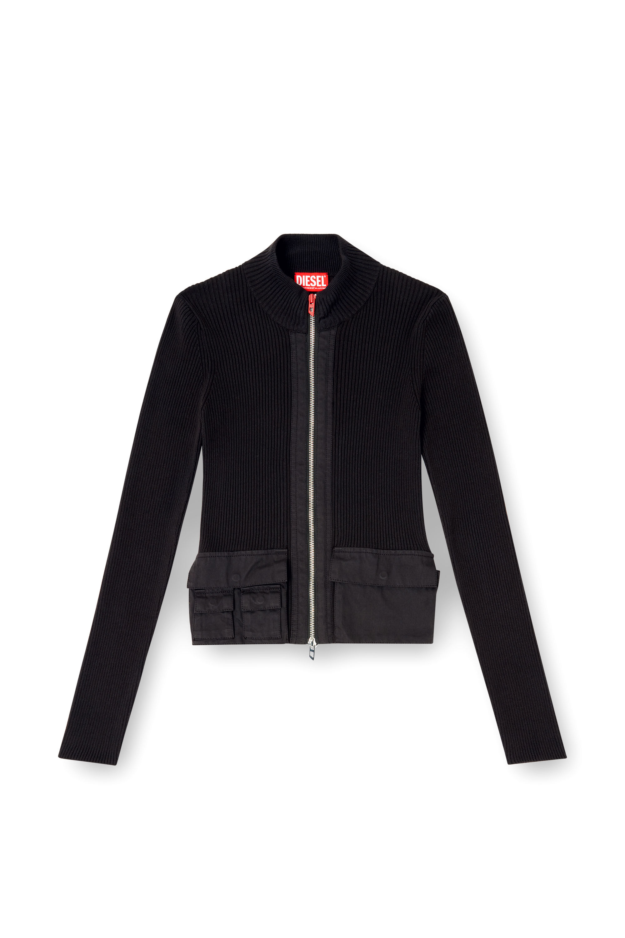 Diesel - M-MELISSA, Robe côtelée avec poches cargo Femme in Noir - 2