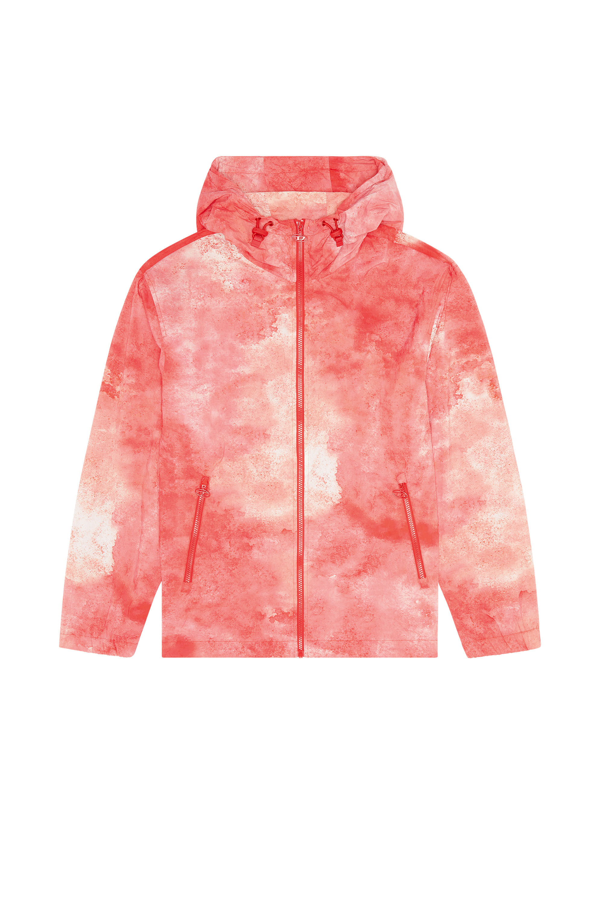 Diesel - J-WARRETT-LOGO, Male's Watercolour-effect windbreaker with logo in Red - 2
