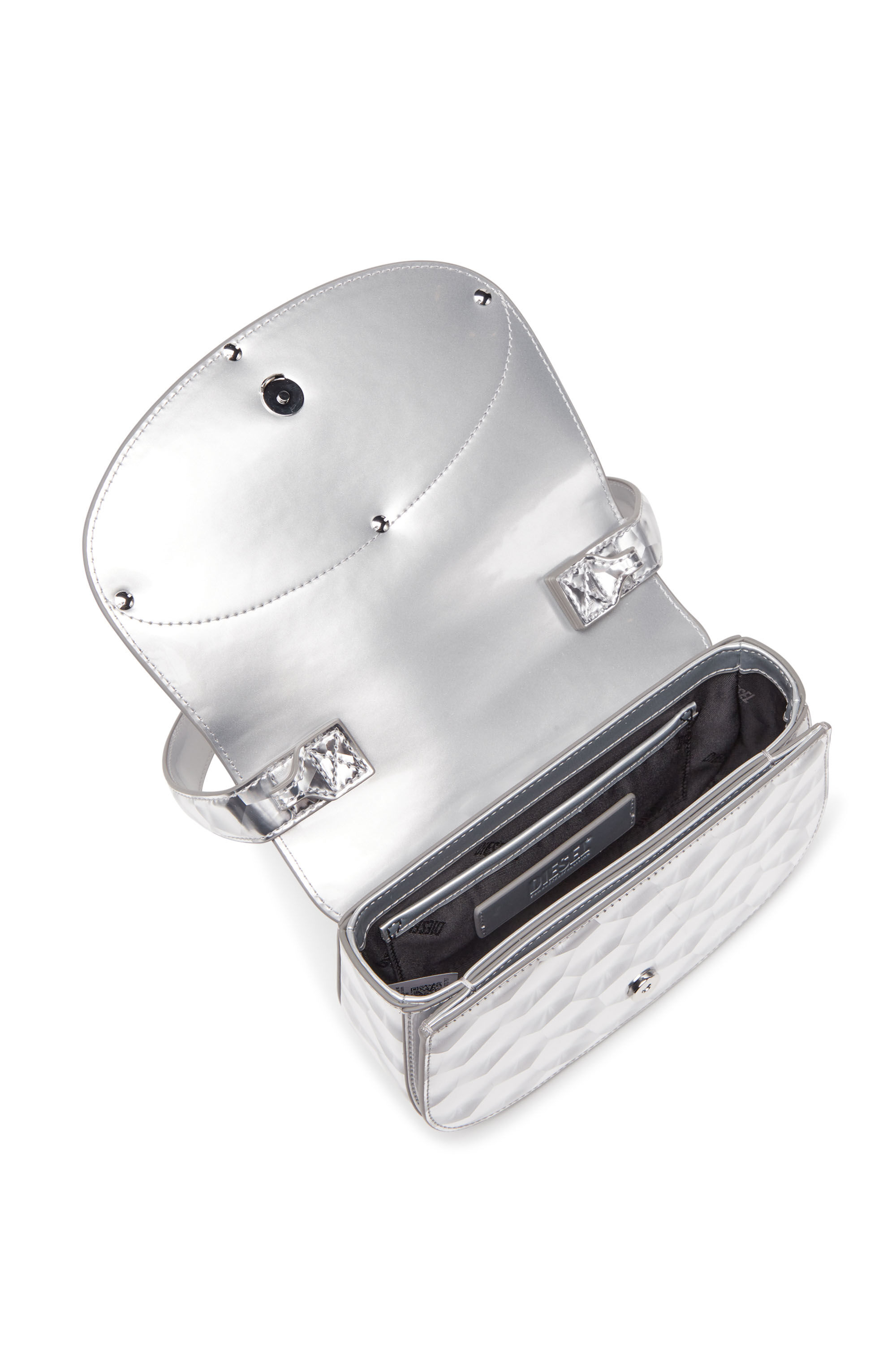 Diesel - 1DR, 1DR-Sac à bandoulière signature effet miroir Femme in Gris argenté - 2