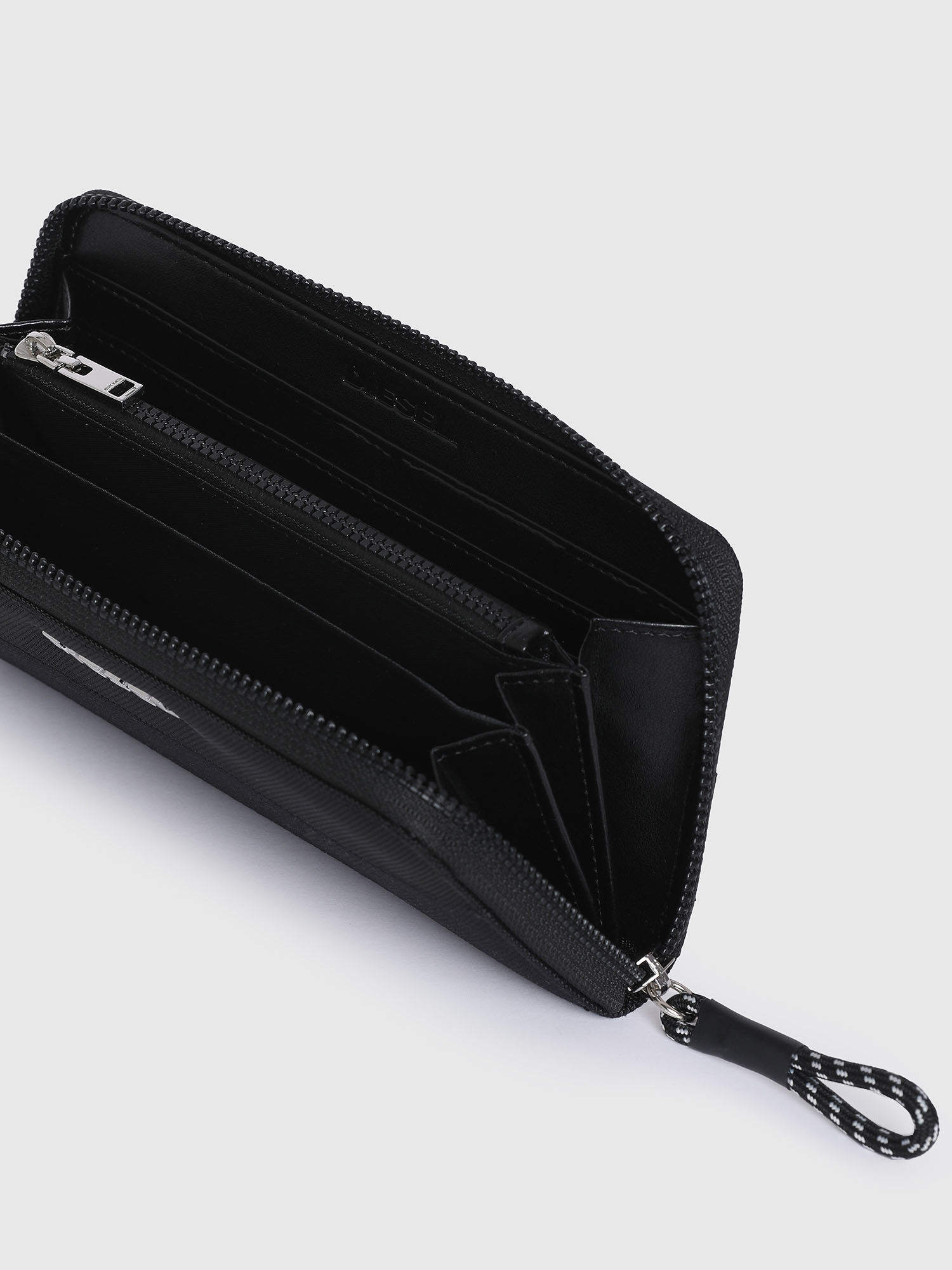 Diesel - 24 ZIP, Man's Zip-around wallet in Cordura fabric in Black - 3