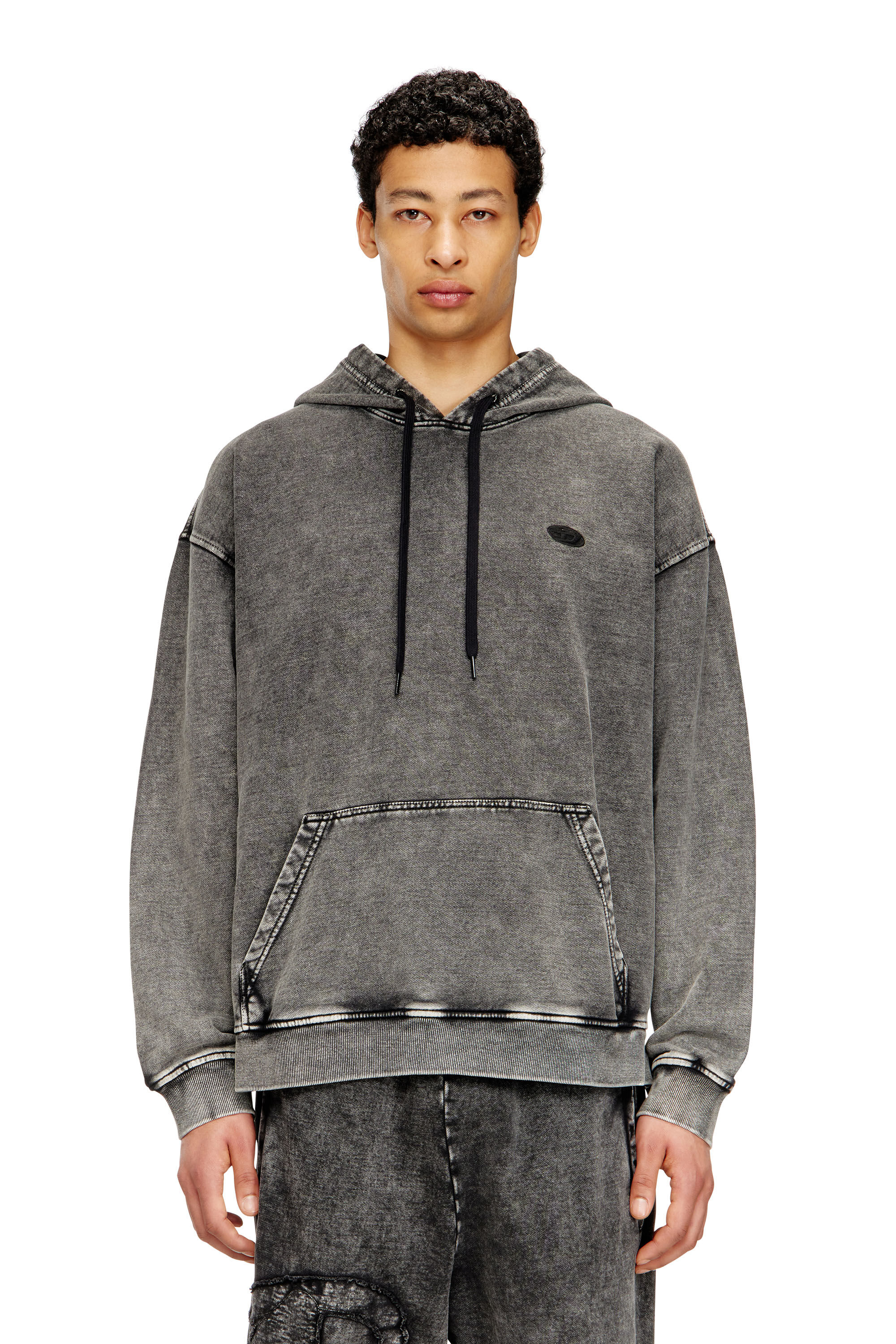 ディーゼル パーカー S-BOXT-HOOD-RAW Men's Hoodie with raw-cut back patch | Grey | Diesel