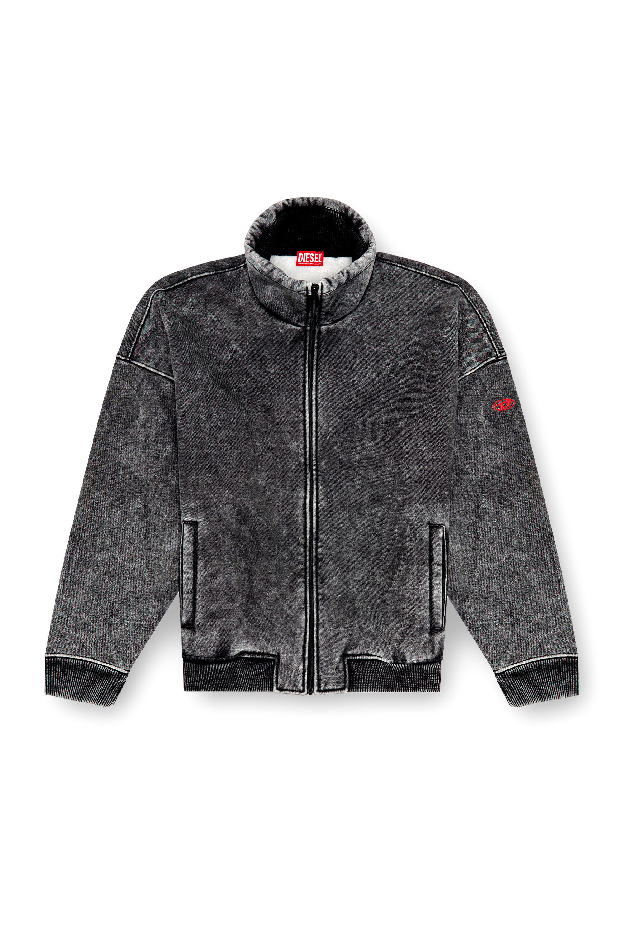 Diesel - S-BATEL, Male's Jacket in teddy-bonded jersey in Black - 2