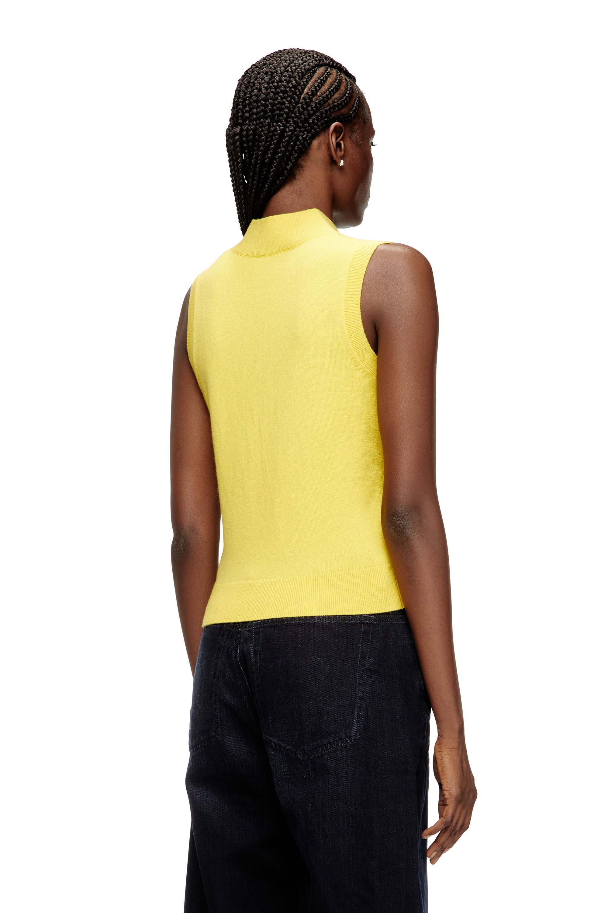 Diesel - M-ROMKO-SL, Female's Cut-out turtleneck vest in argyle wool in null - 4