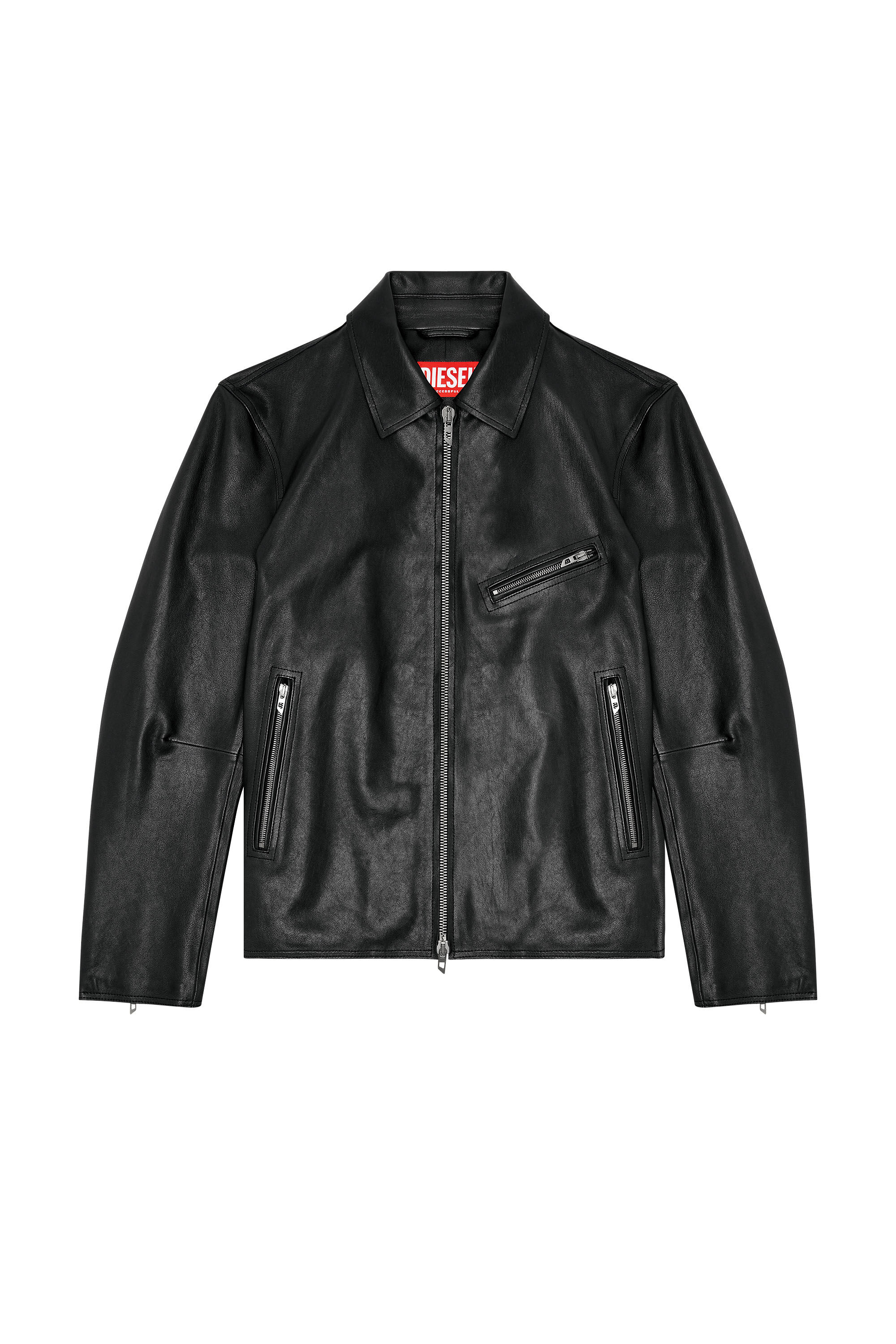 Diesel - L-KORN-A, Chaqueta de cuero con Oval D en relieve Hombre in Negro - 2