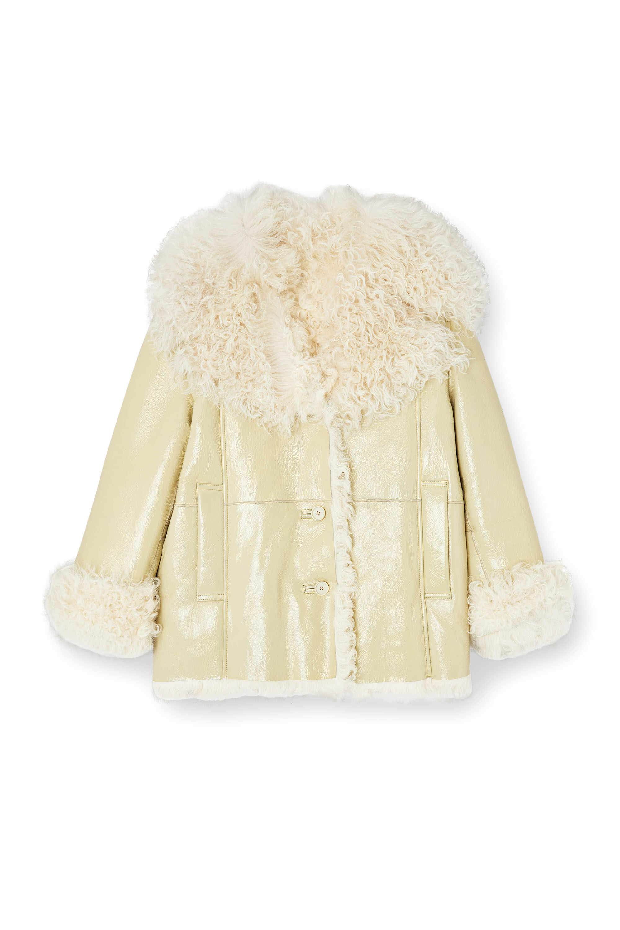 Diesel - L-ACONIC, Female's Patent shearling jacket in null - 1