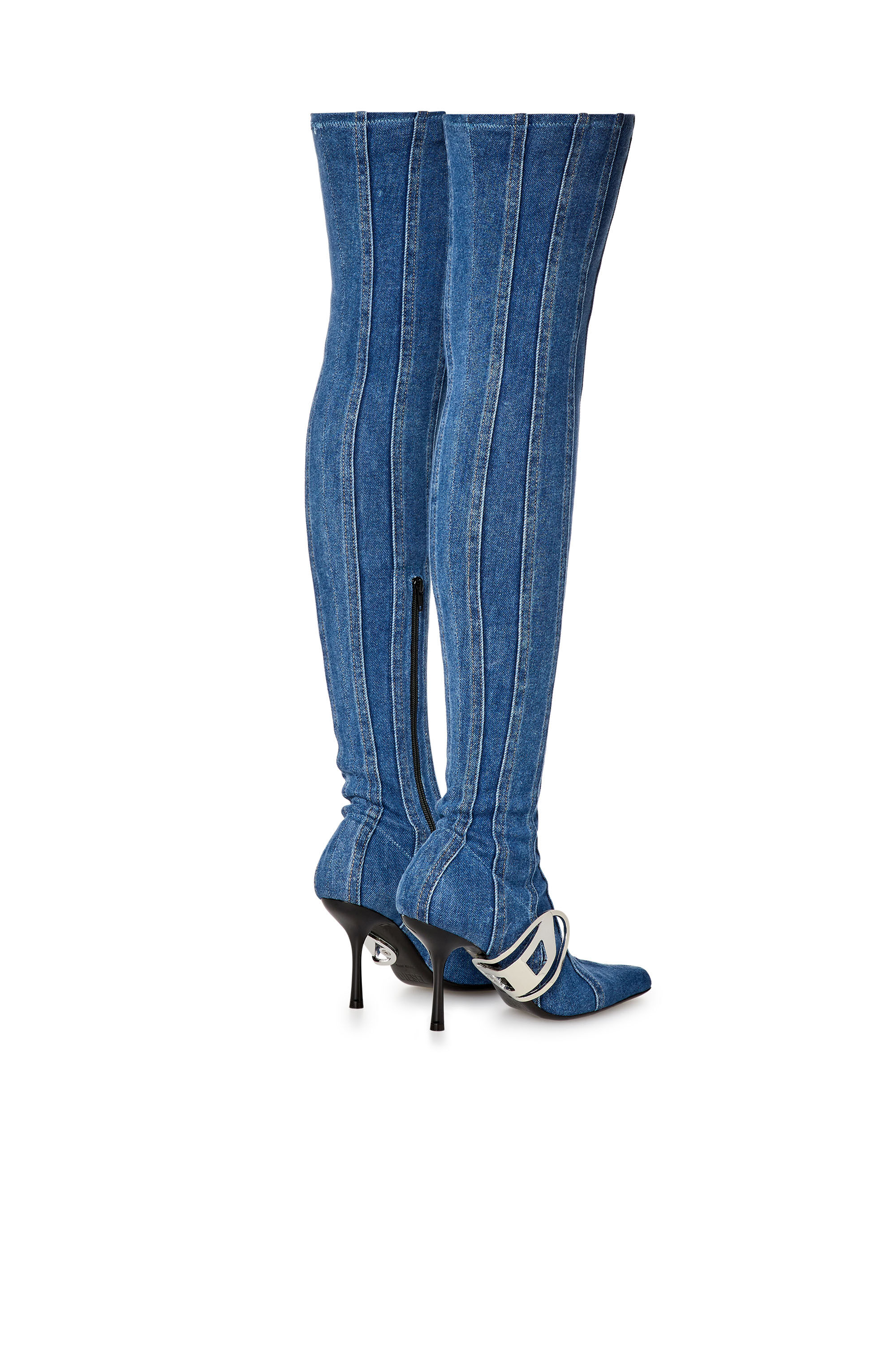 Diesel - D-ECLIPSE TBT C, Female's D-Eclipse TBT C - Thigh-high boot in stretch denim in Blue - 3