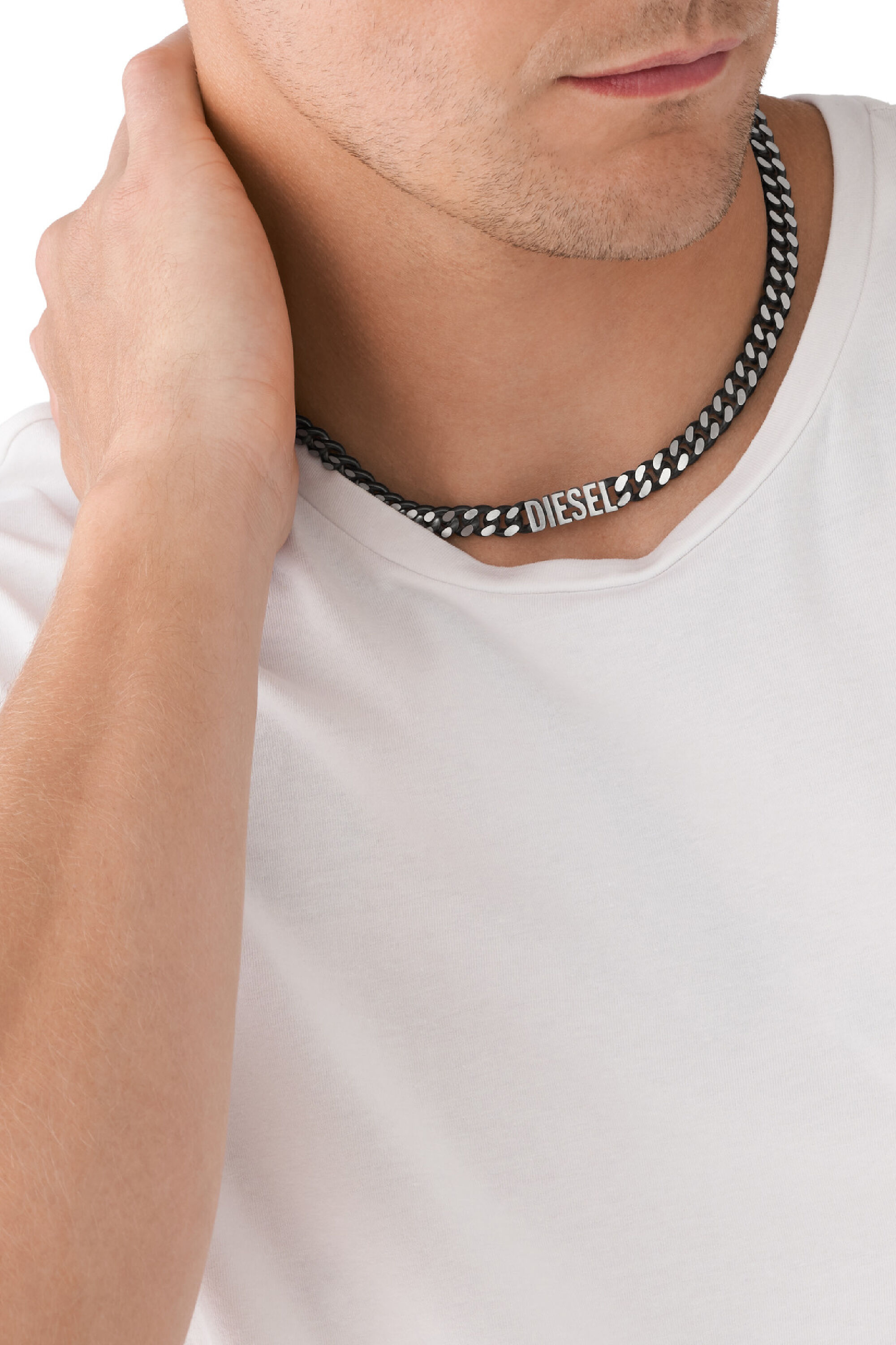 Men's Black stainless steel choker necklace | Black | Diesel