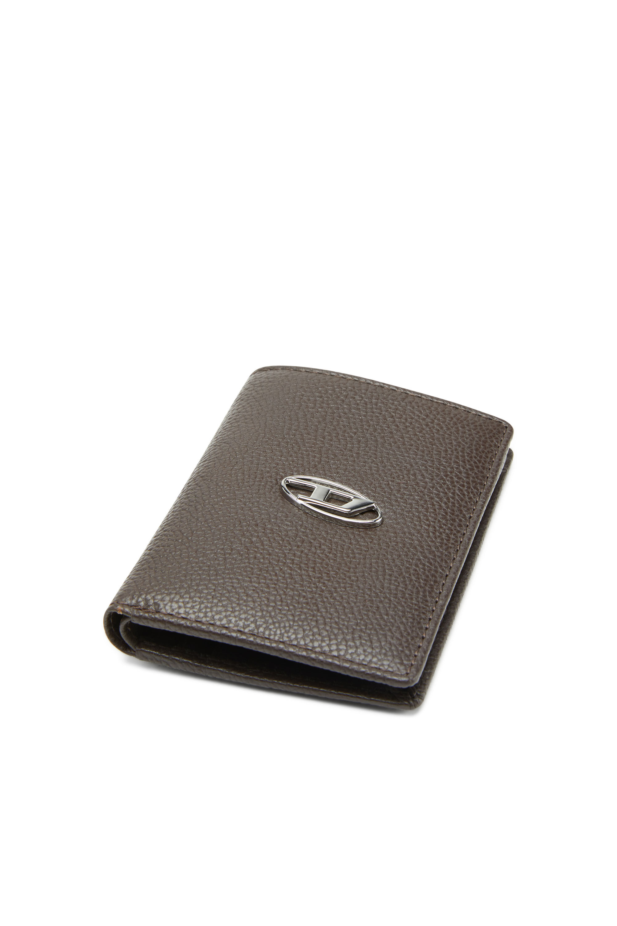 Diesel - VERTICAL NEELA, Male's Leather bi-fold wallet with logo plaque in Brown - 4