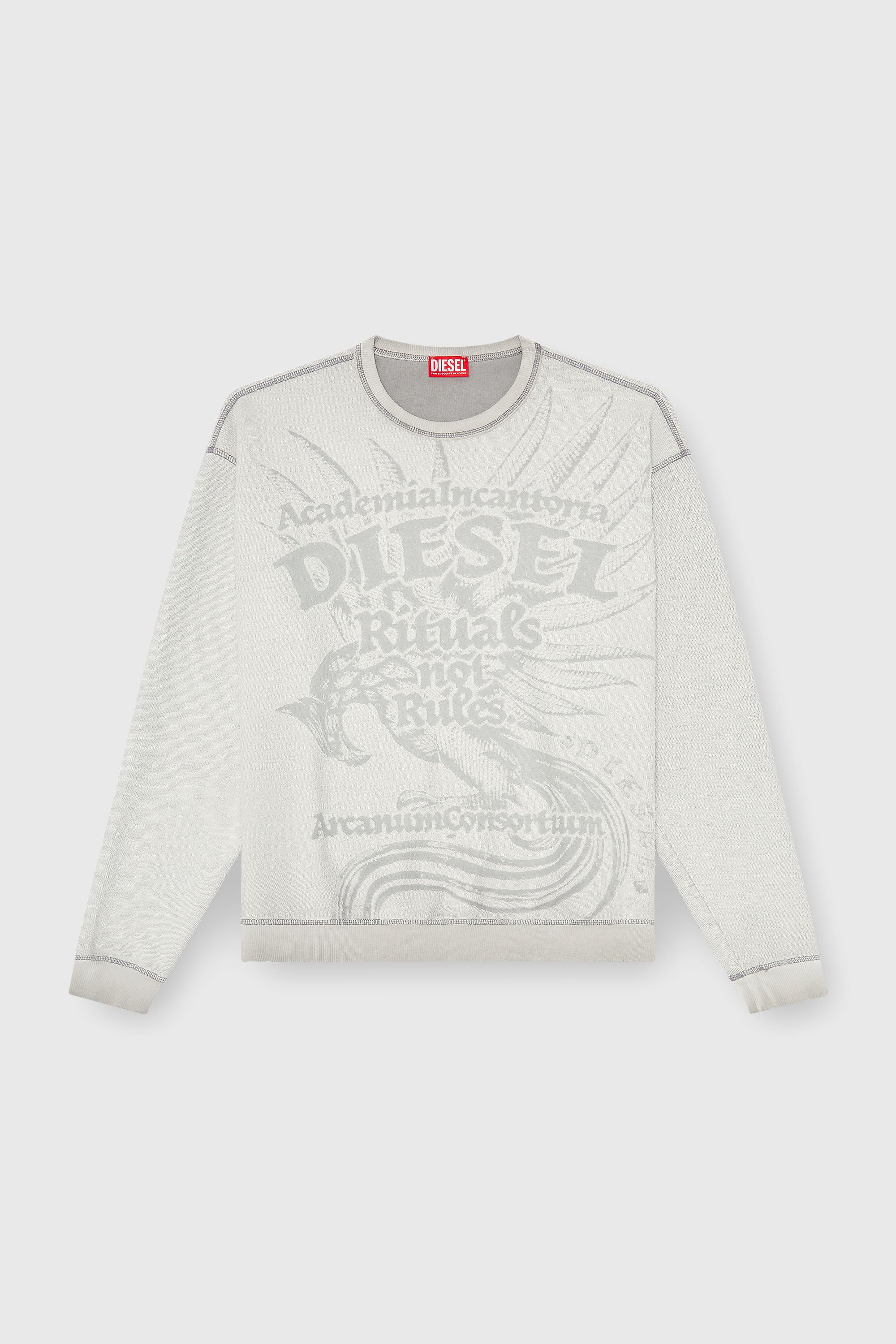 Diesel - S-ARON-RAW, Sudadera con estampado devor&eacute; Hombre in Gris - 2