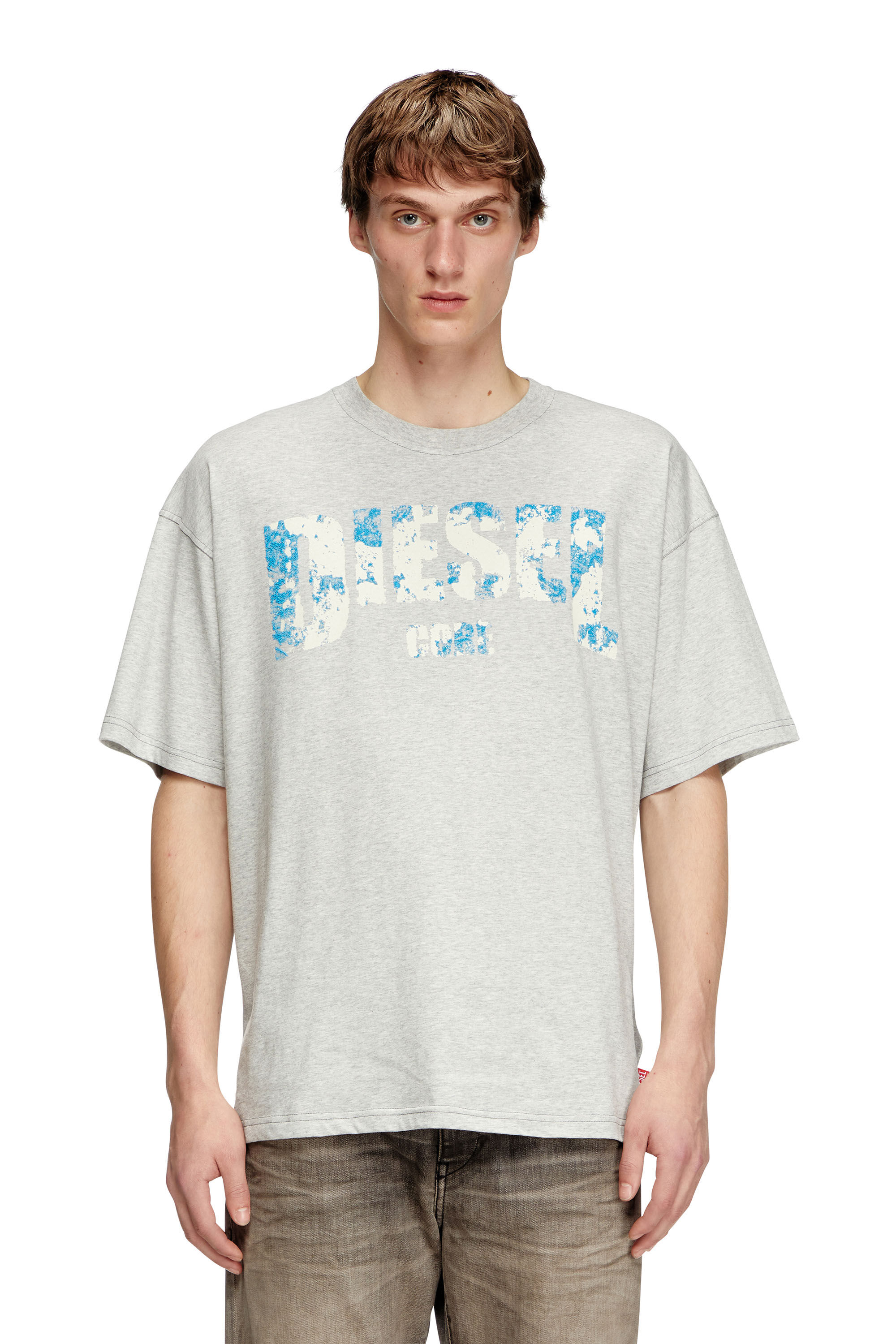 Diesel - T-ADJUST-R25, Male's T-shirt with Diesel Core print in Grey - 3