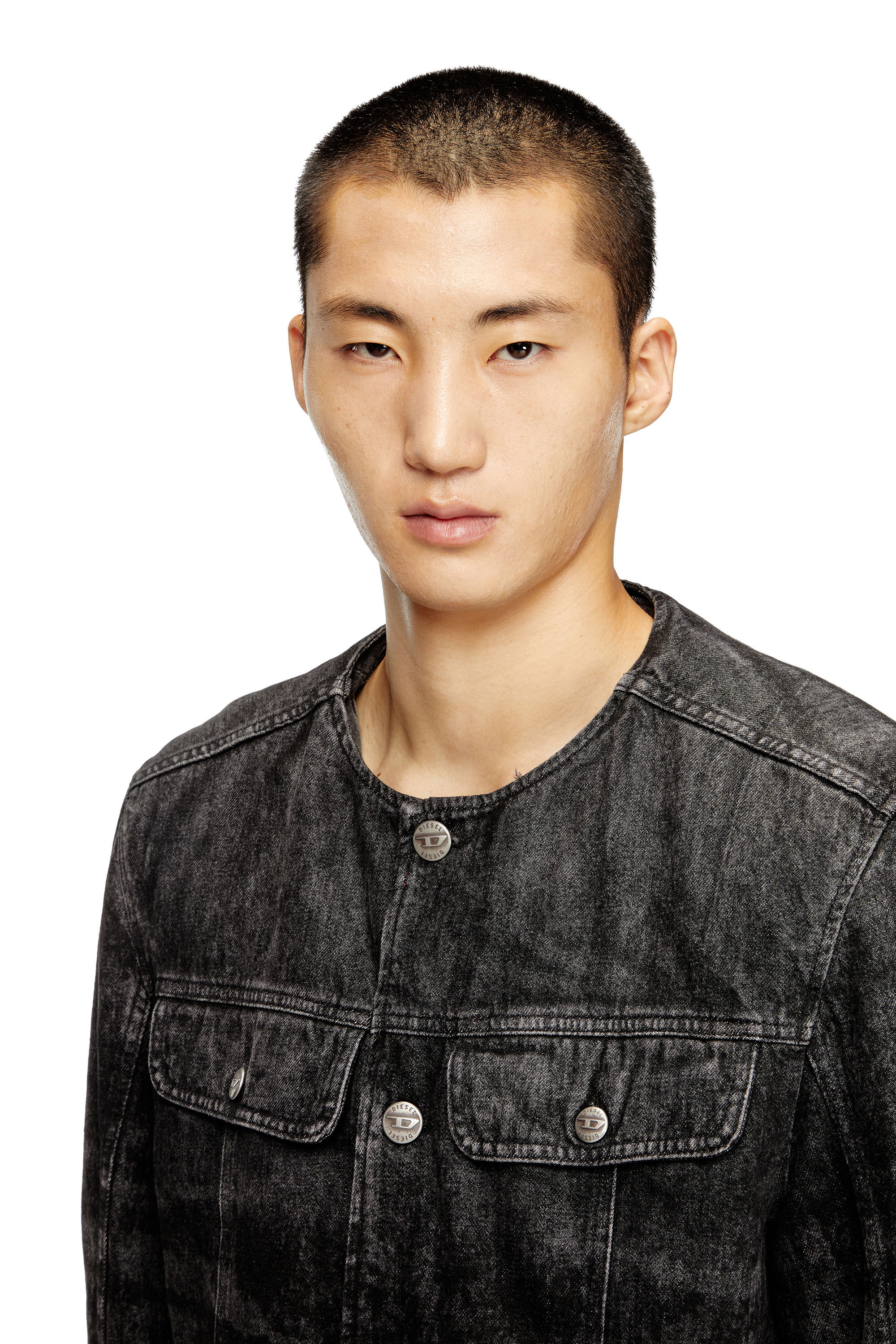 Diesel - D-ABERDEEN-FSH2, Veste en denim de coton et chanvre gravé au laser Homme in Noir - 4