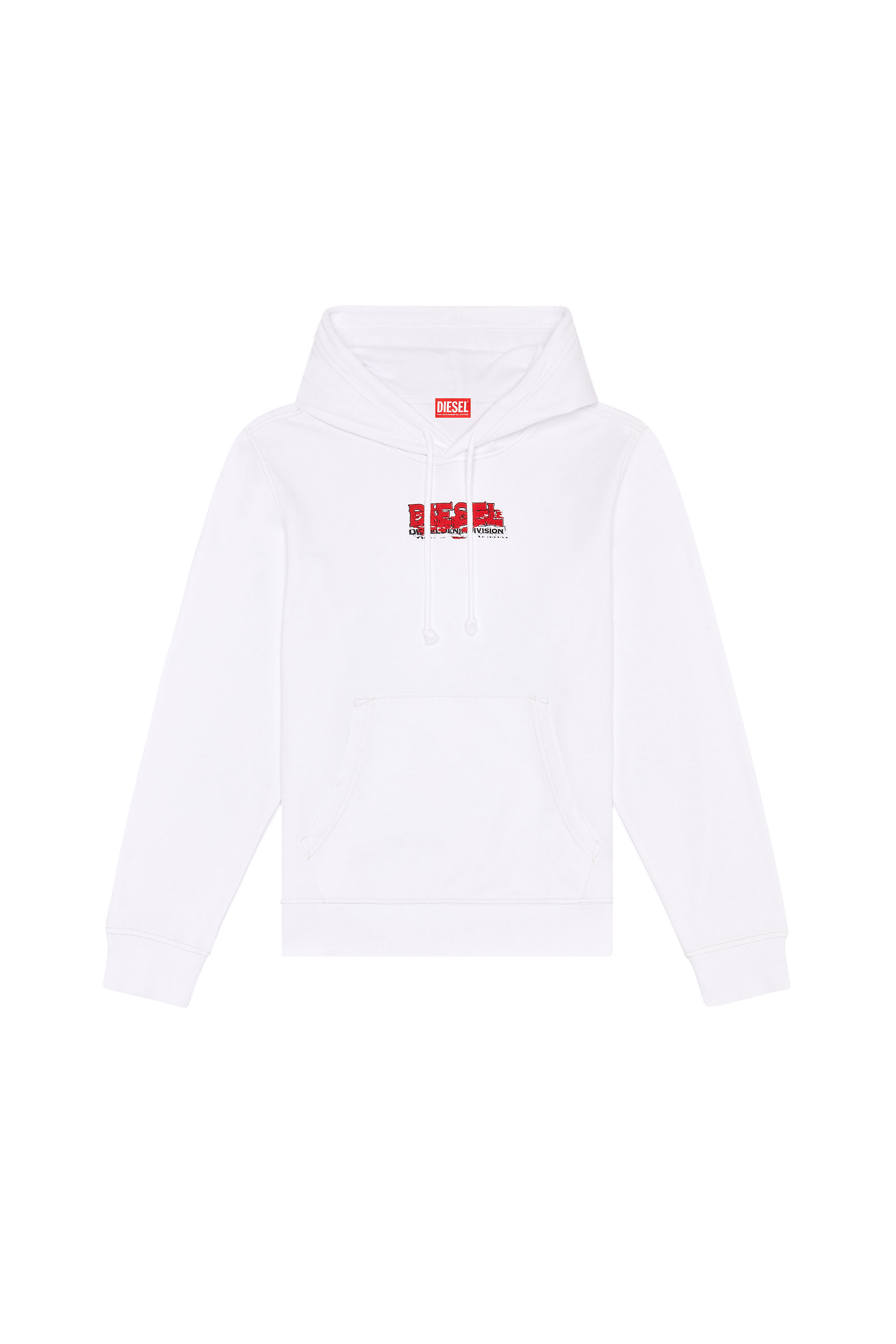 Men's Hoodie with glitchy logo | White | Diesel