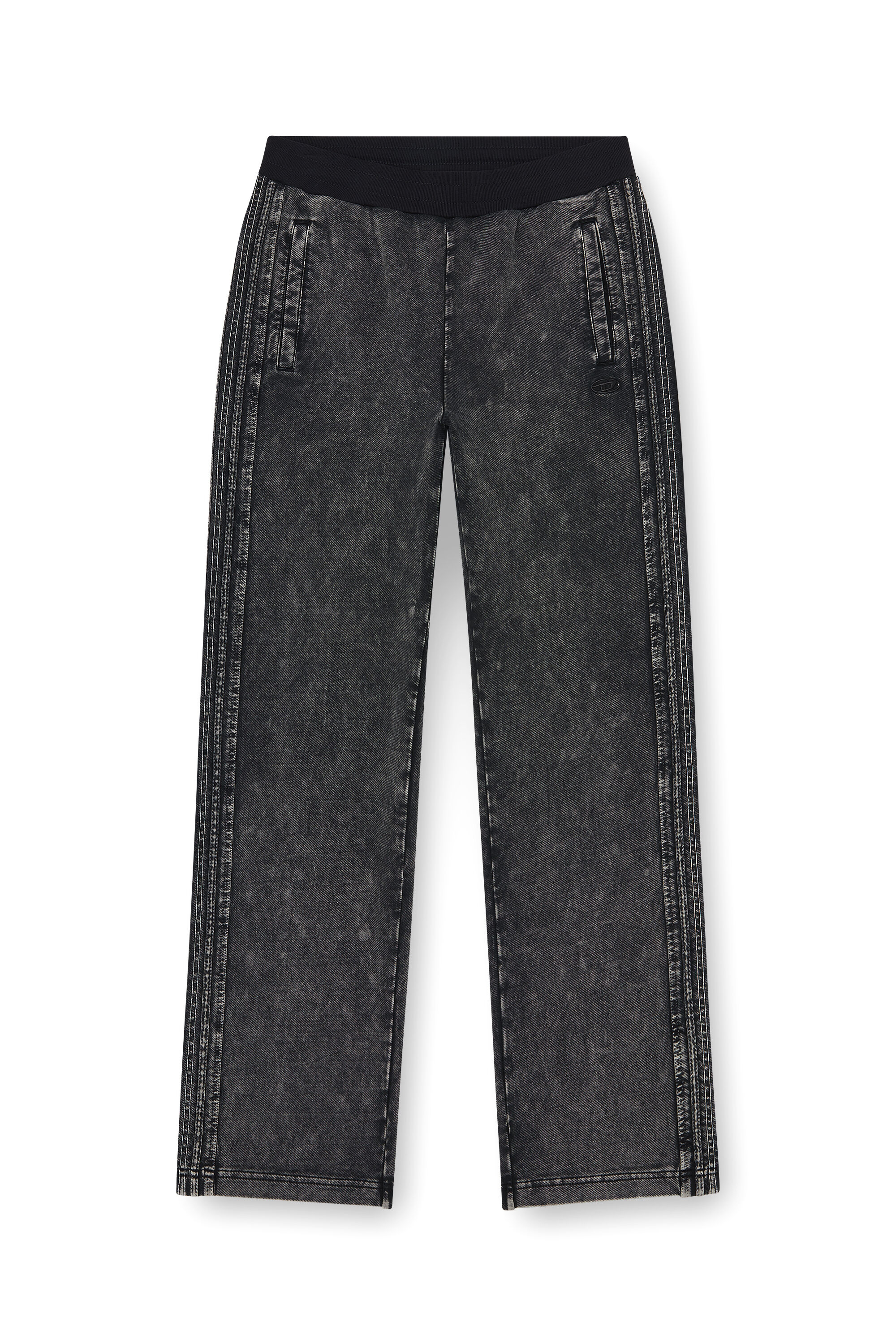 Men's Denim-look sweatpants with side bands | Black | Diesel