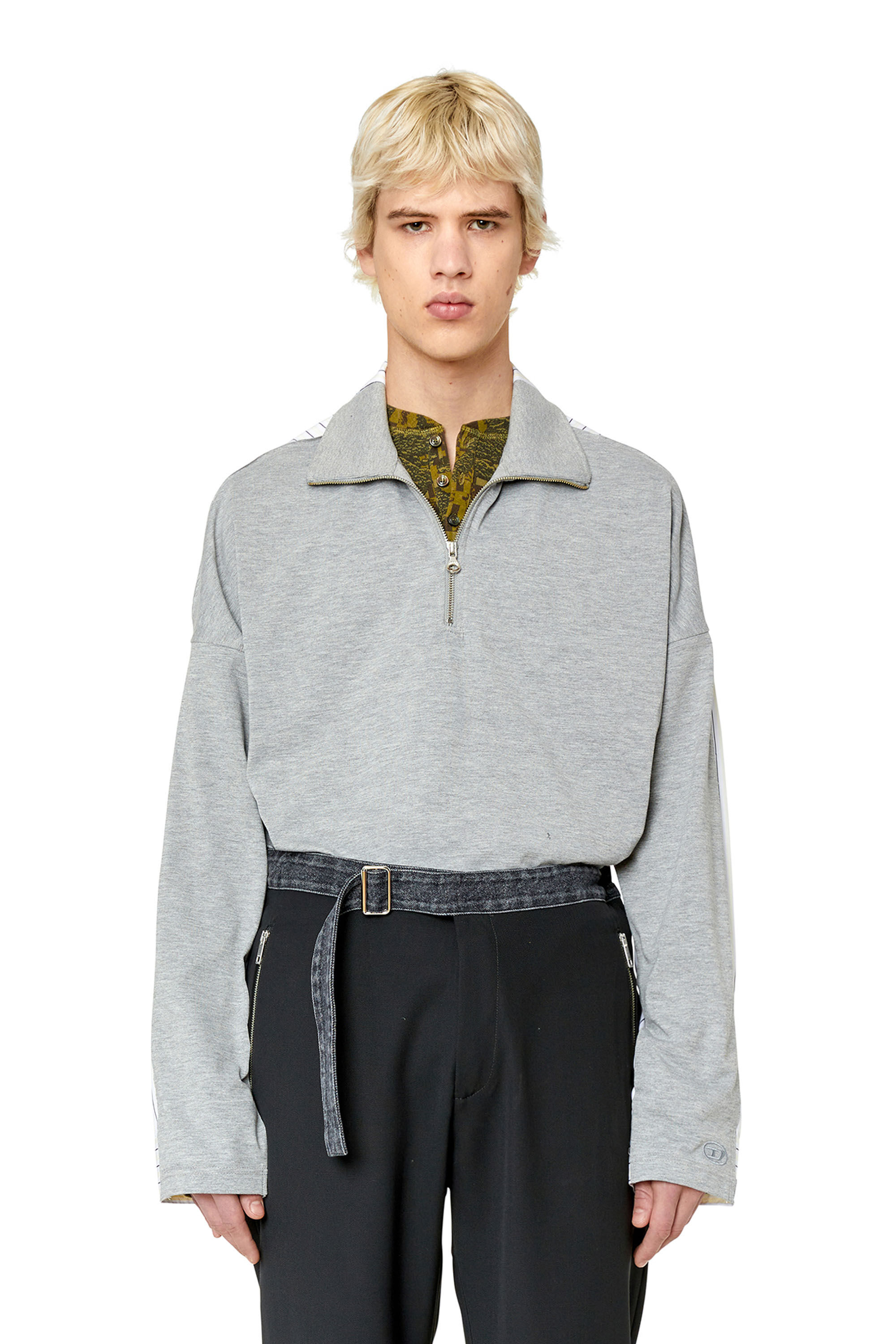 Diesel - S-GANDER-A, Male's Oversized hybrid shirt in Light Grey - 3