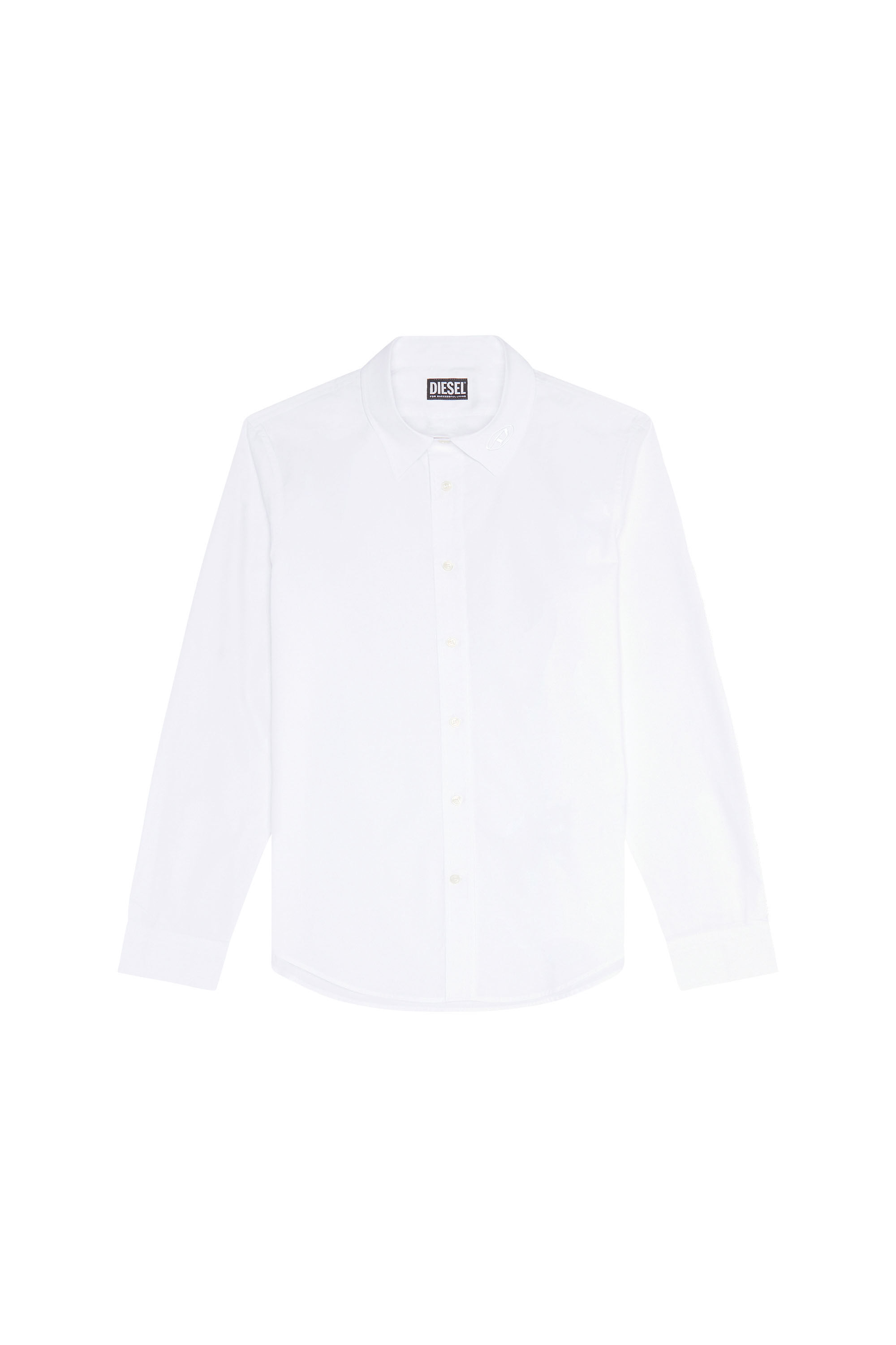 Diesel - S-BEN-CL-A, Male's Cotton shirt with tonal logo embroidery in White - 2