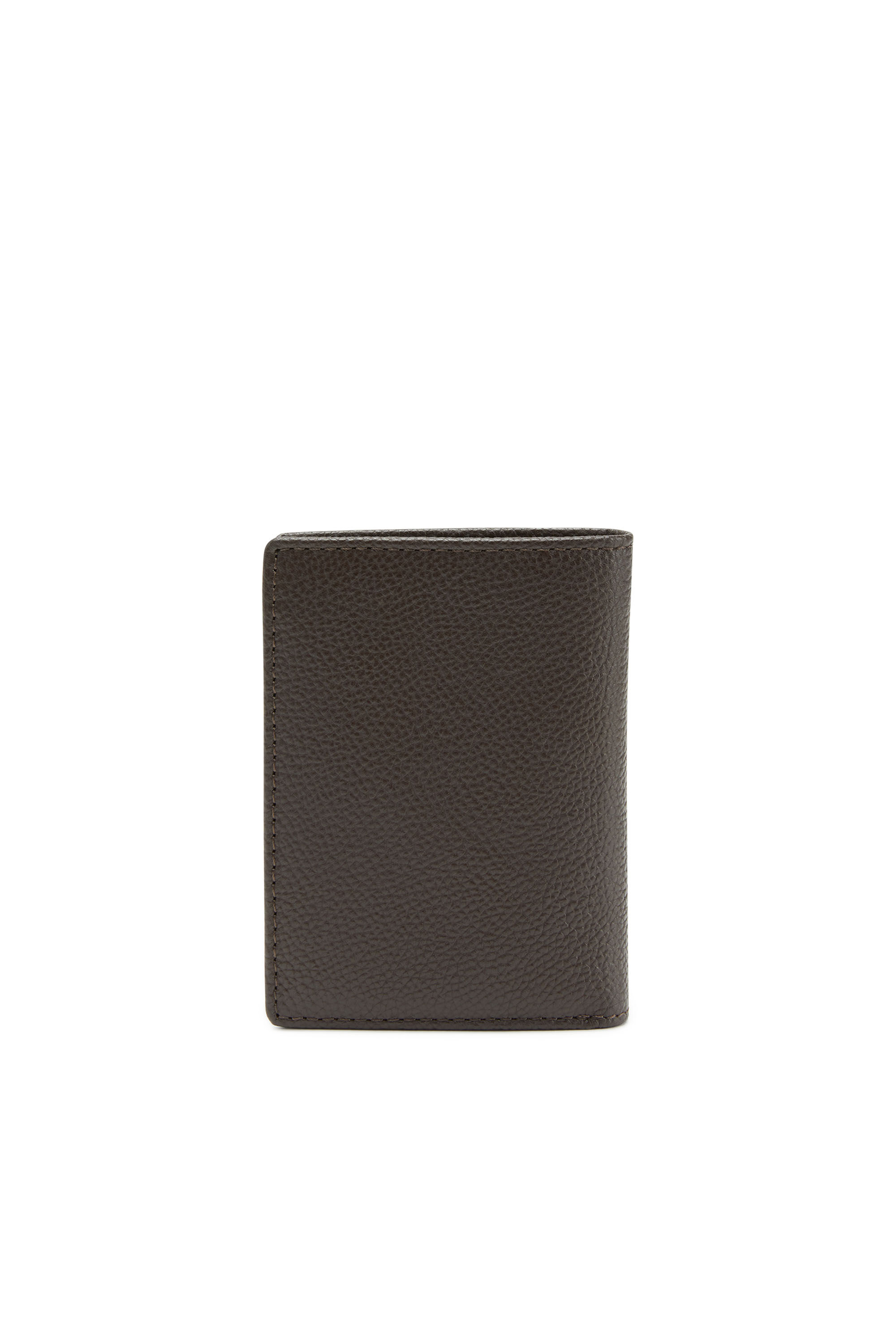 DIESEL 二つ折りレザー財布 Neela XS ダークブラウン VERTICAL NEELA Man: Leather bi-fold wallet with logo plaque | Diesel