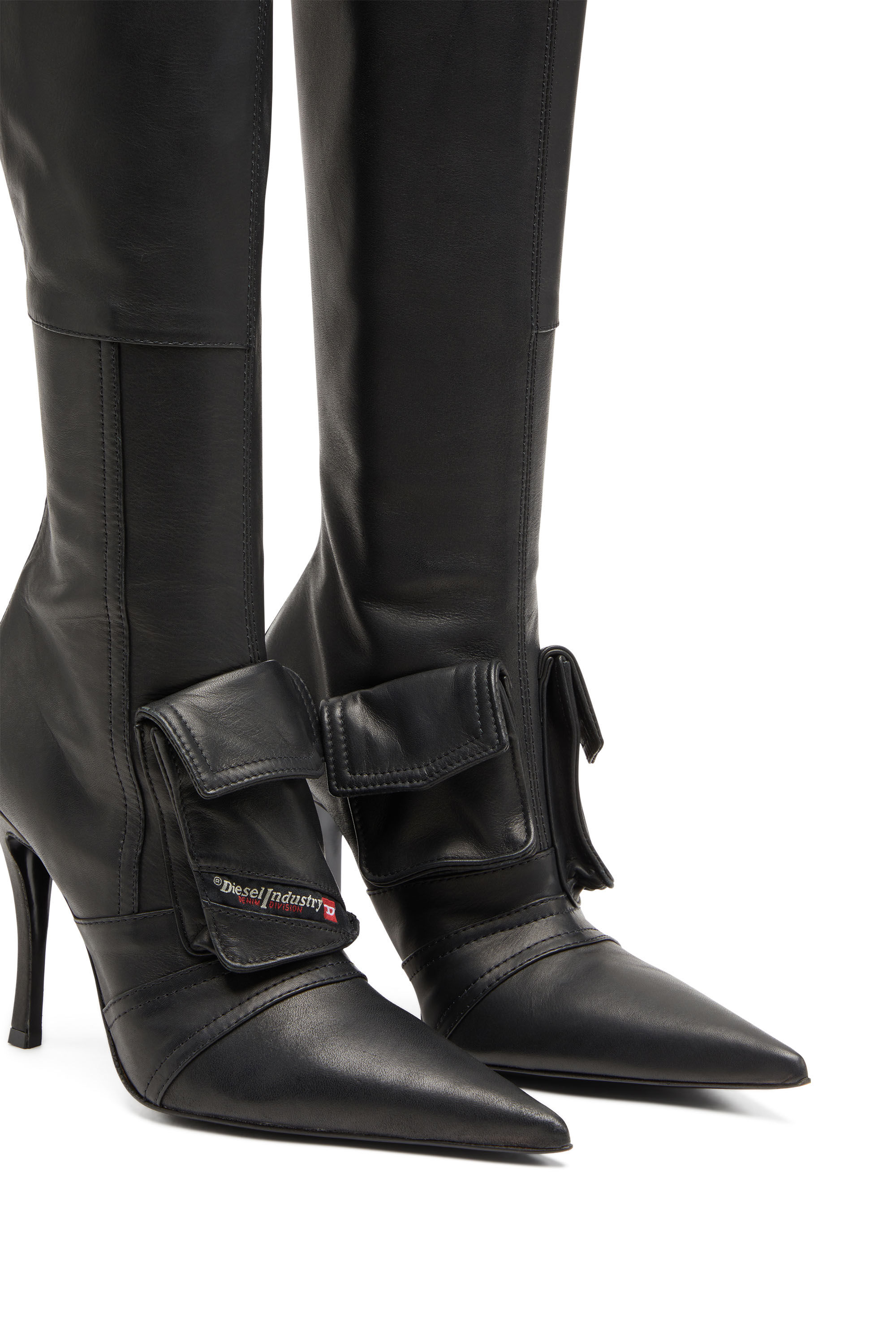 Diesel - D-VENUS POCKET HBT, D-Venus Pocket Hbt Boots - Bottes hauteur genou avec poches utility Femme in Noir - 5