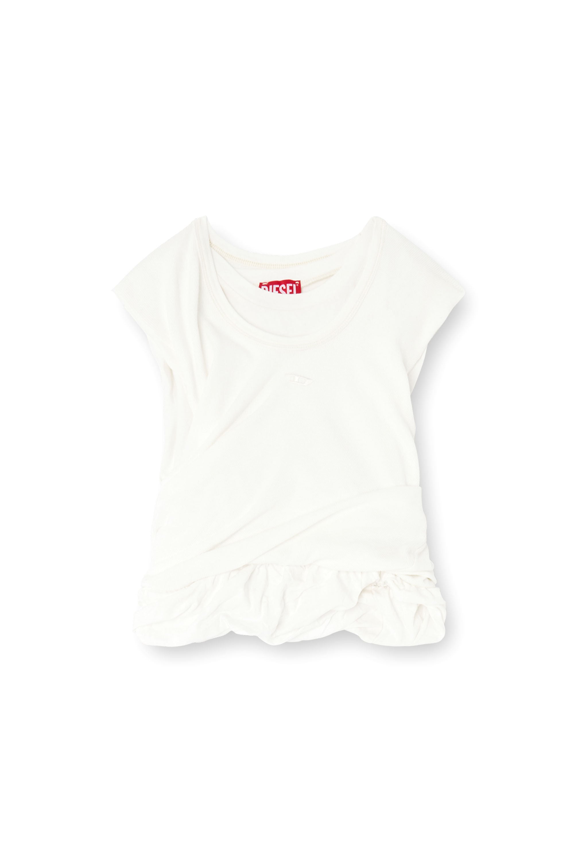 Diesel - T-WISHER-RIB-PL, Camiseta de tirantes fruncida en punto de doble capa Mujer in Blanco - 2