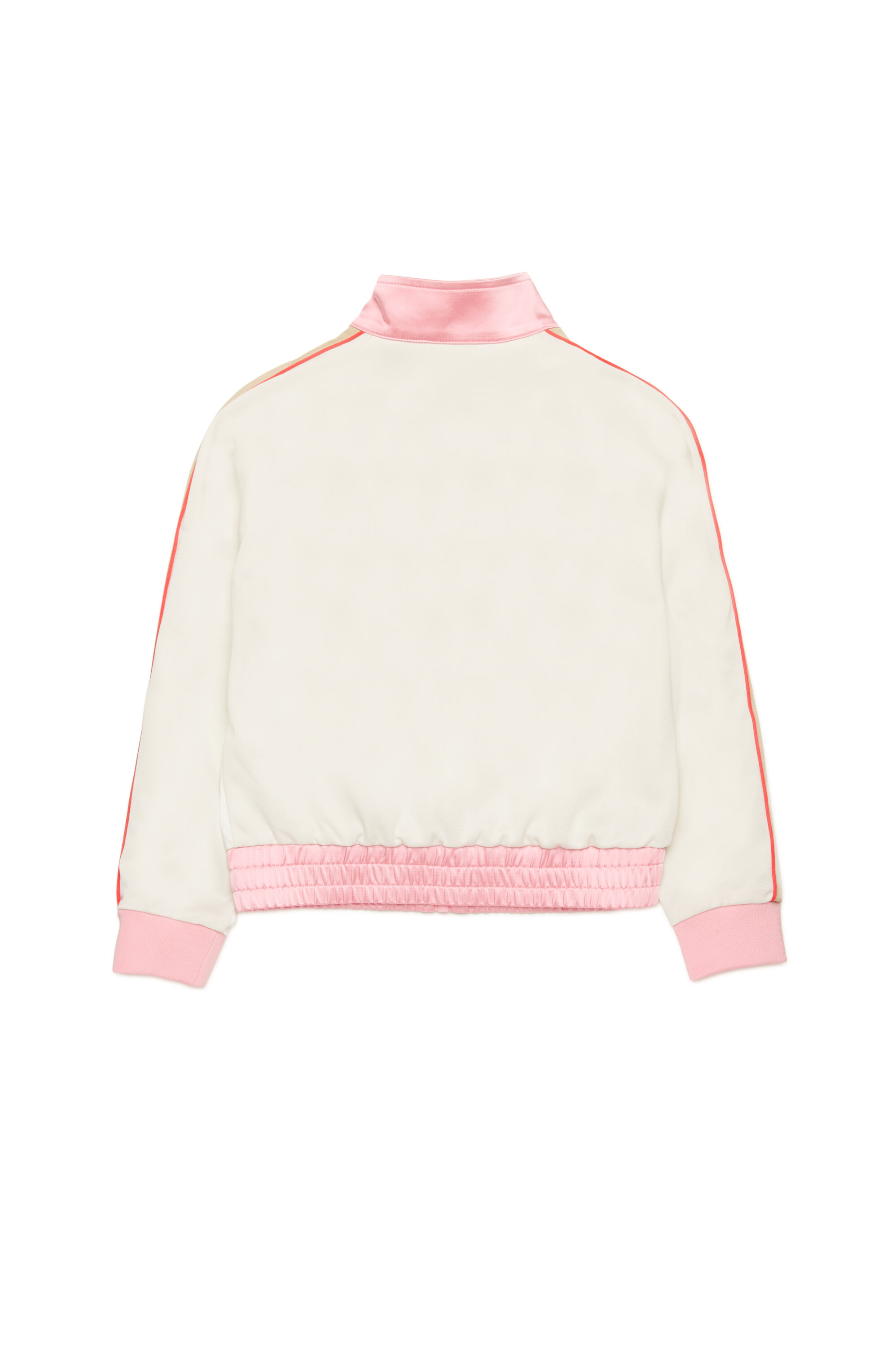 Diesel - SGLORIOUS, Female's Track jacket in satin and tech jersey in White/Brown - 2