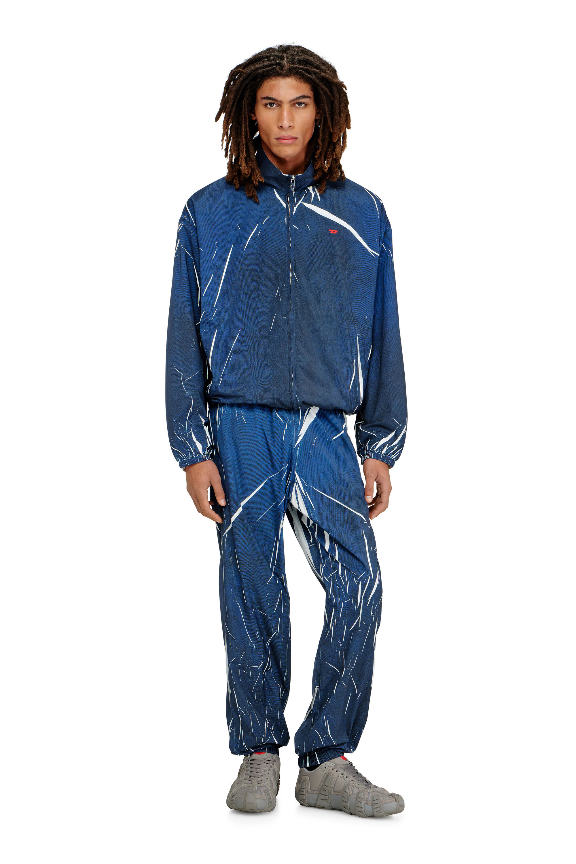 Diesel - J-PHIL-CJBC, Chaqueta ligera con estampado efecto denim Hombre in Azul marino - 1