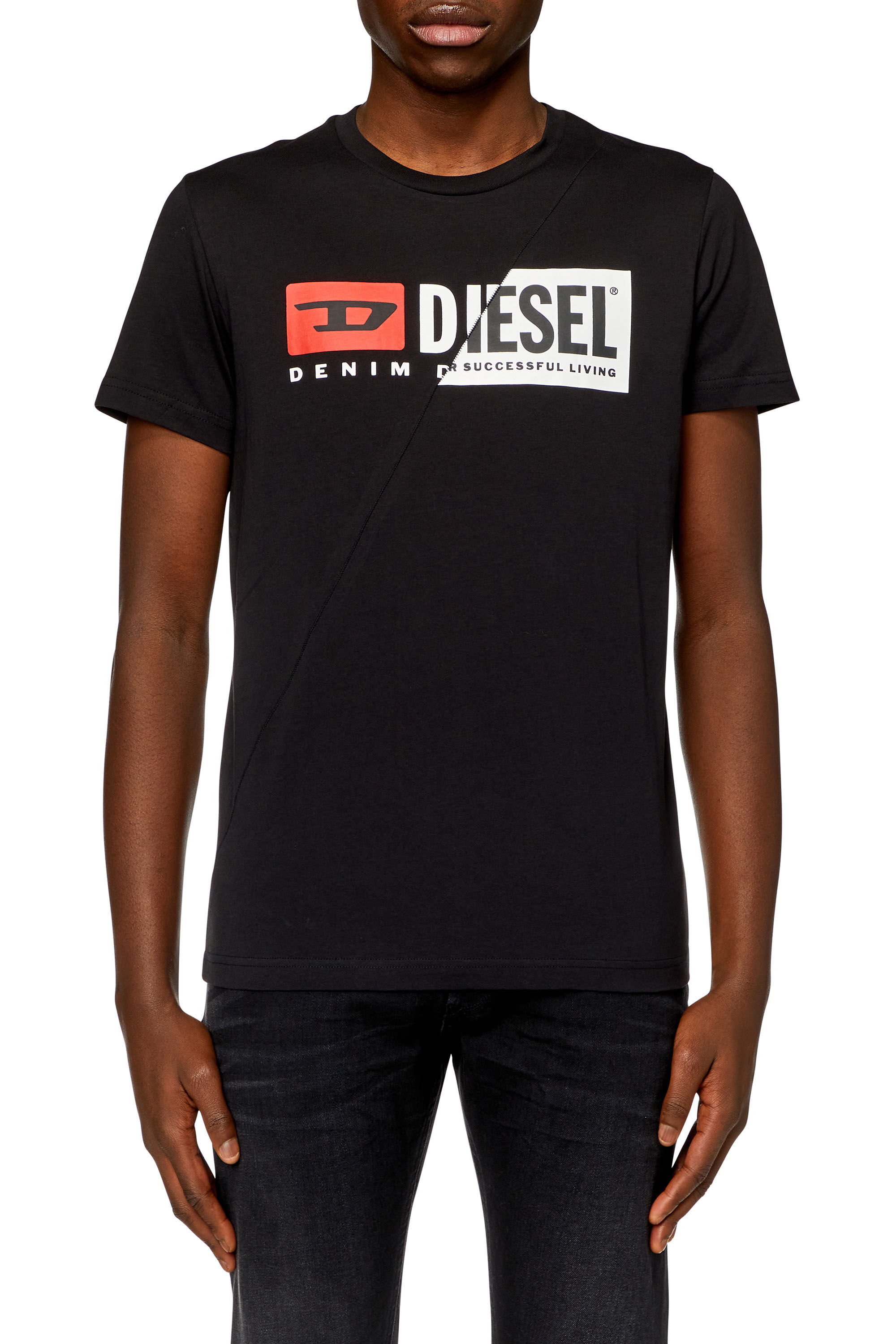 Diesel - T-DIEGO-CUTY, Male's T-shirt with dual logo print in Black - 1