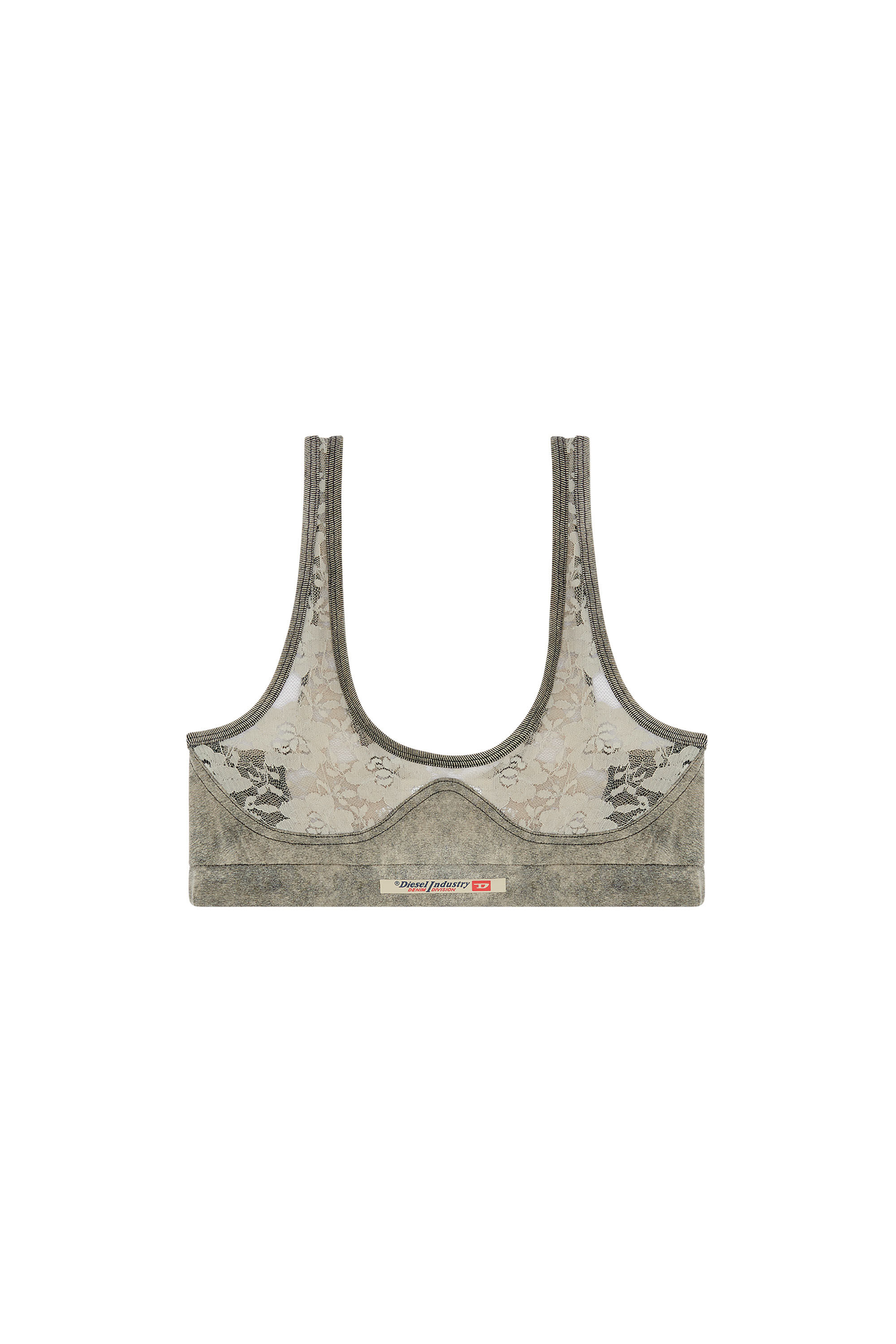 Diesel - UFSB-DENIM-LACE-BRALETTE, Female's Marbled sports bra with lace cups in Dark Grey - 4