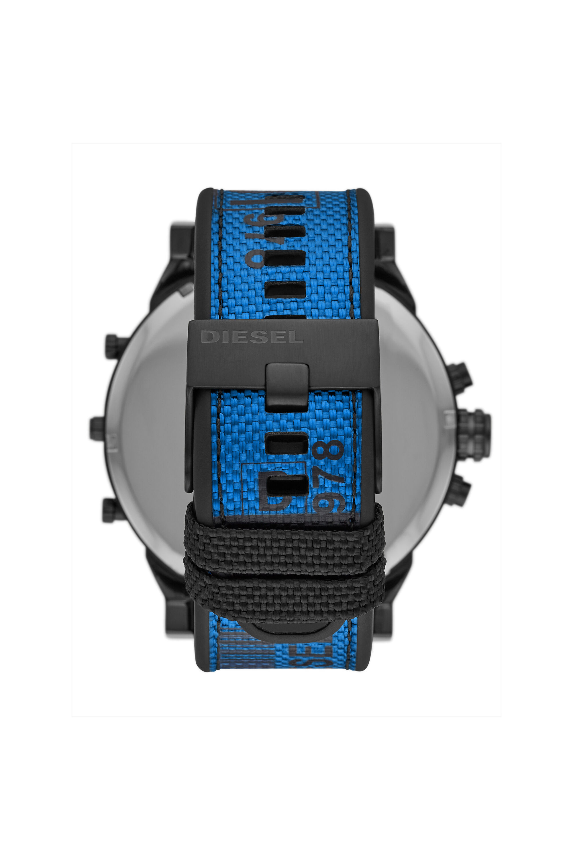 Diesel - DZ7434, Male's Mr. Daddy 2.0 chronograph blue nylon and silicone watch in Blue/Black - 2