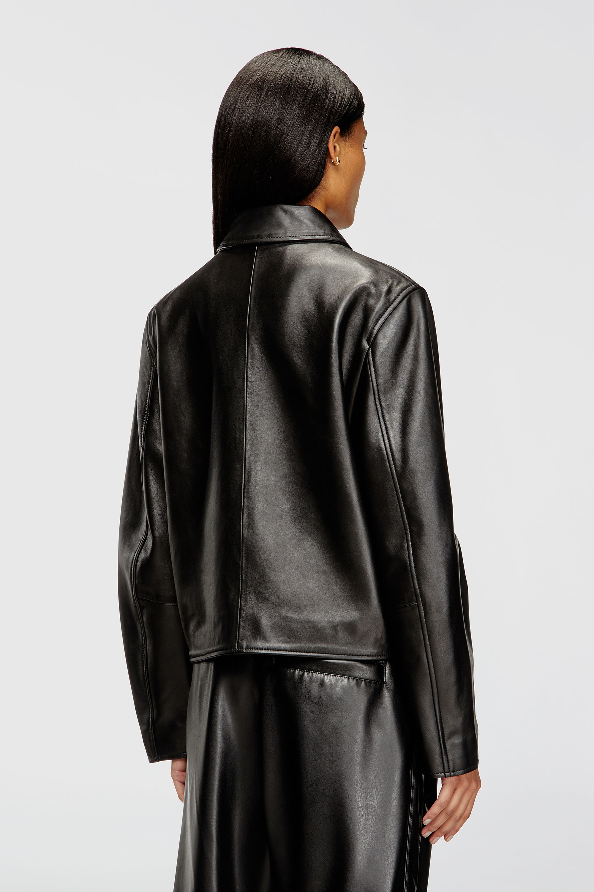 Women's Coach jacket in leather | Black | Diesel {{Country}}