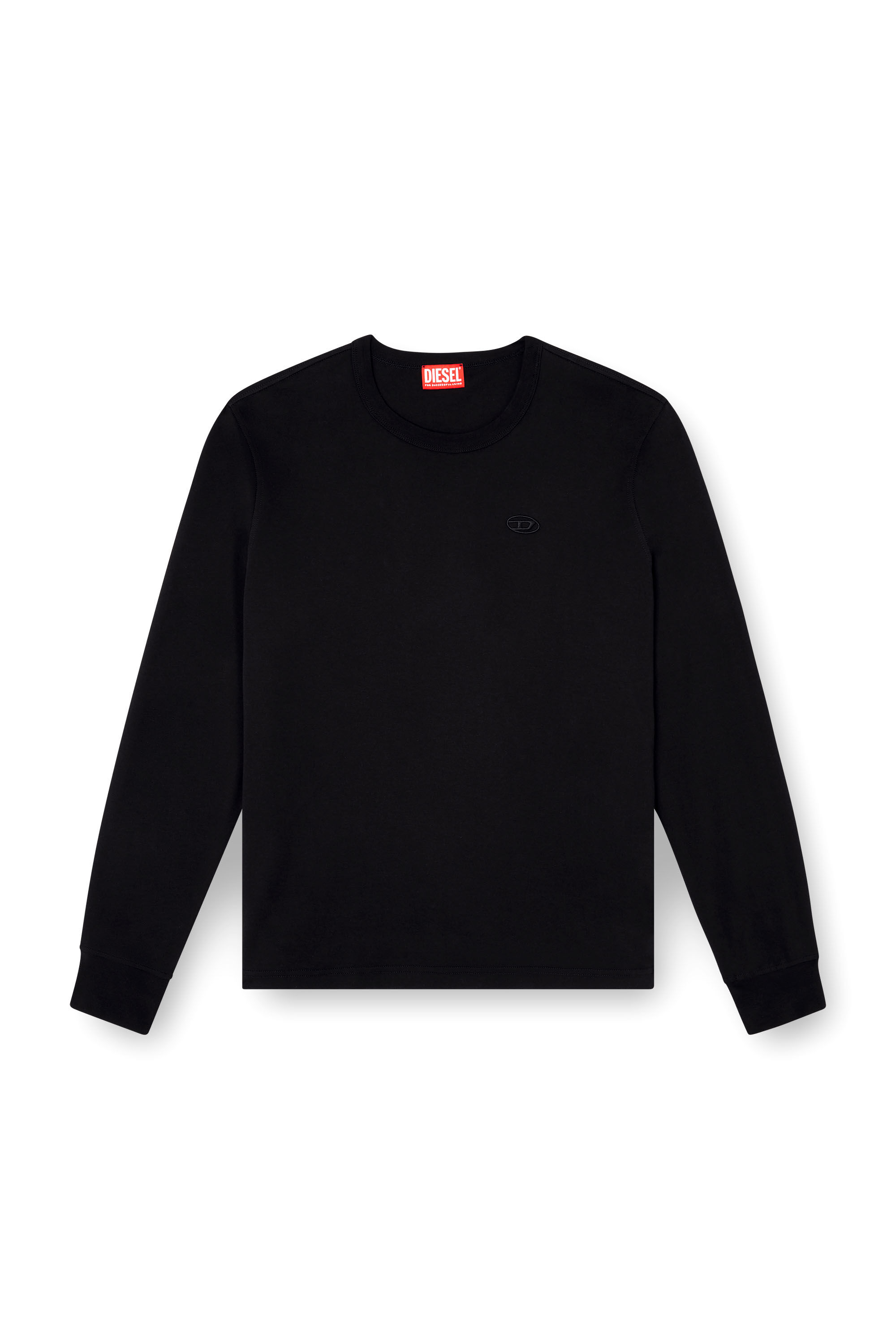 Men's Long-sleeve T-shirt with logo embroidery | Black | Diesel