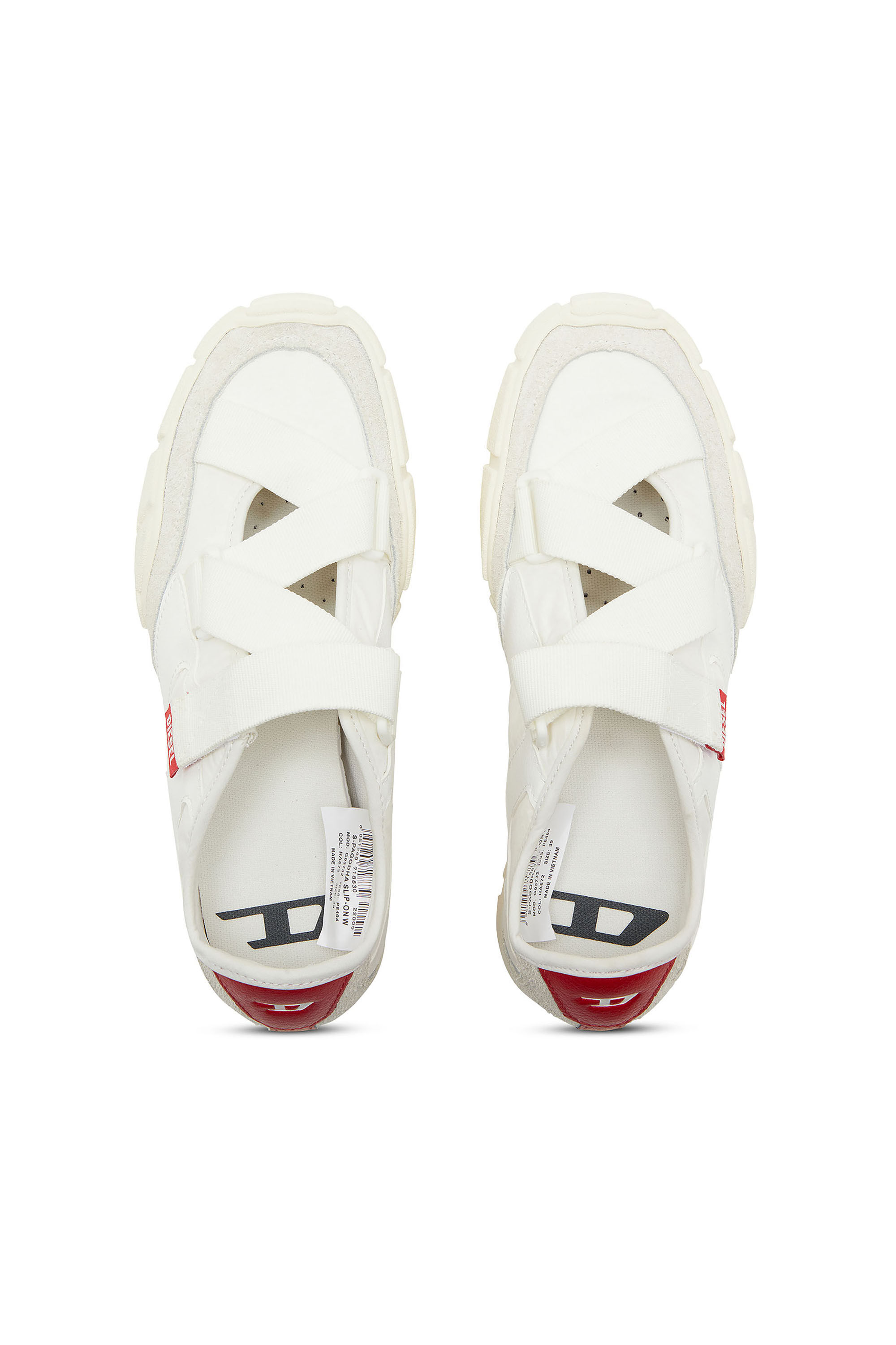 Women's S-Pagodha-Tongue-free strap sneakers in ripstop | White