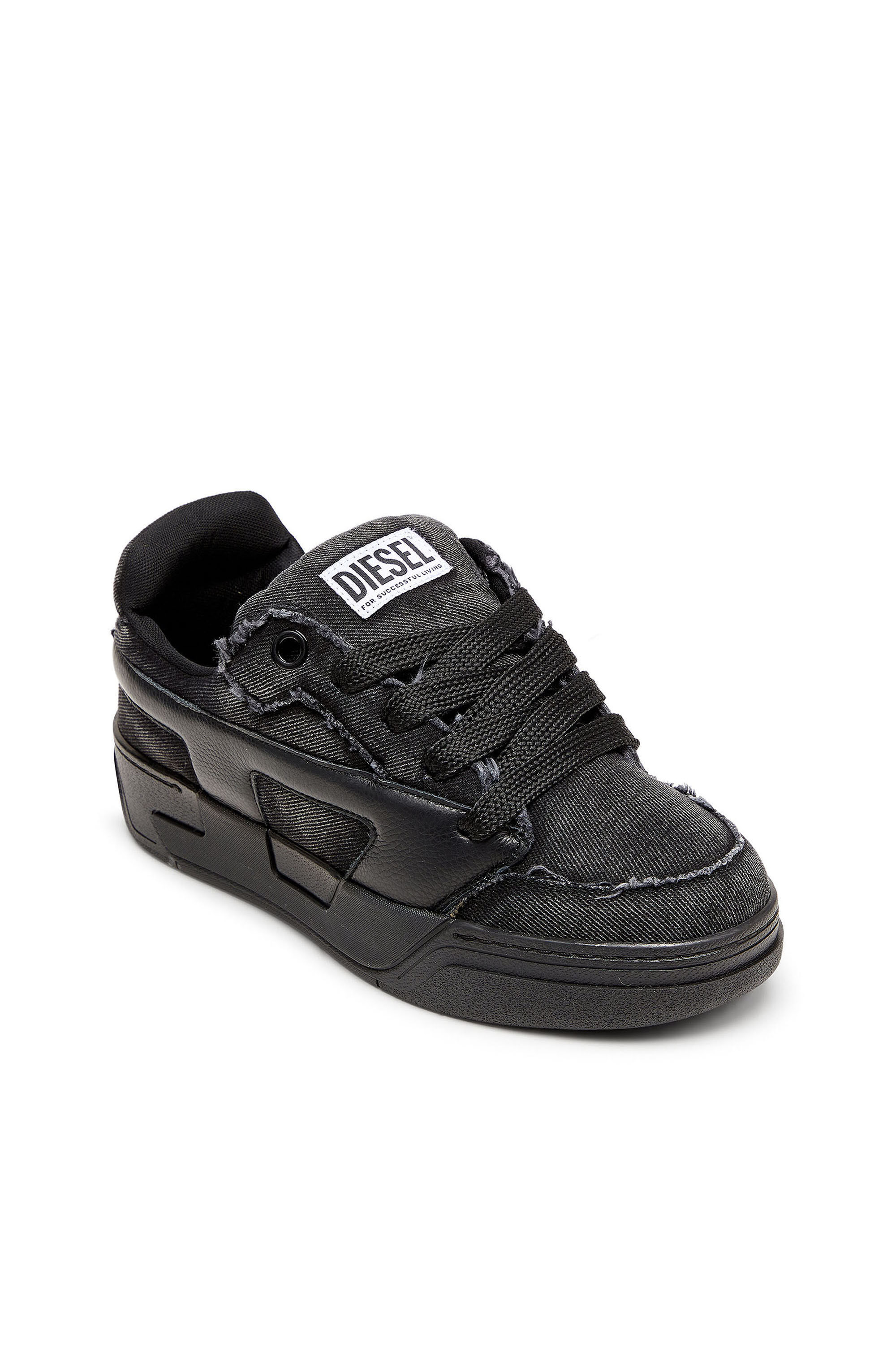 Men's S-D-Ollie - Sneakers in frayed denim e leather | Black | Diesel