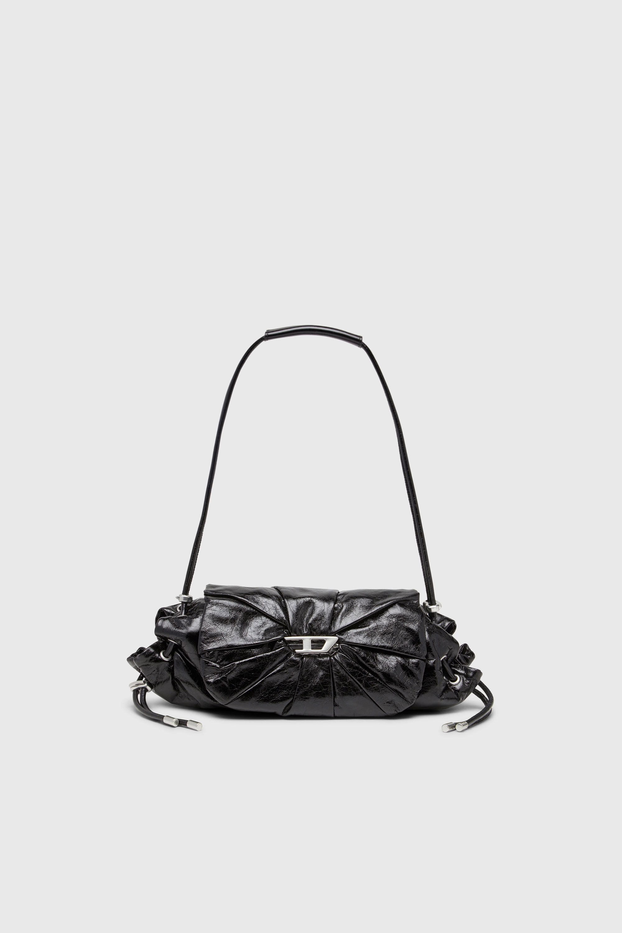 Diesel - SCRUNCH-D SHOULDER S, Scrunch-D-Petit sac &agrave; bandouli&egrave;re en cuir froiss&eacute; Femme in Noir - 2