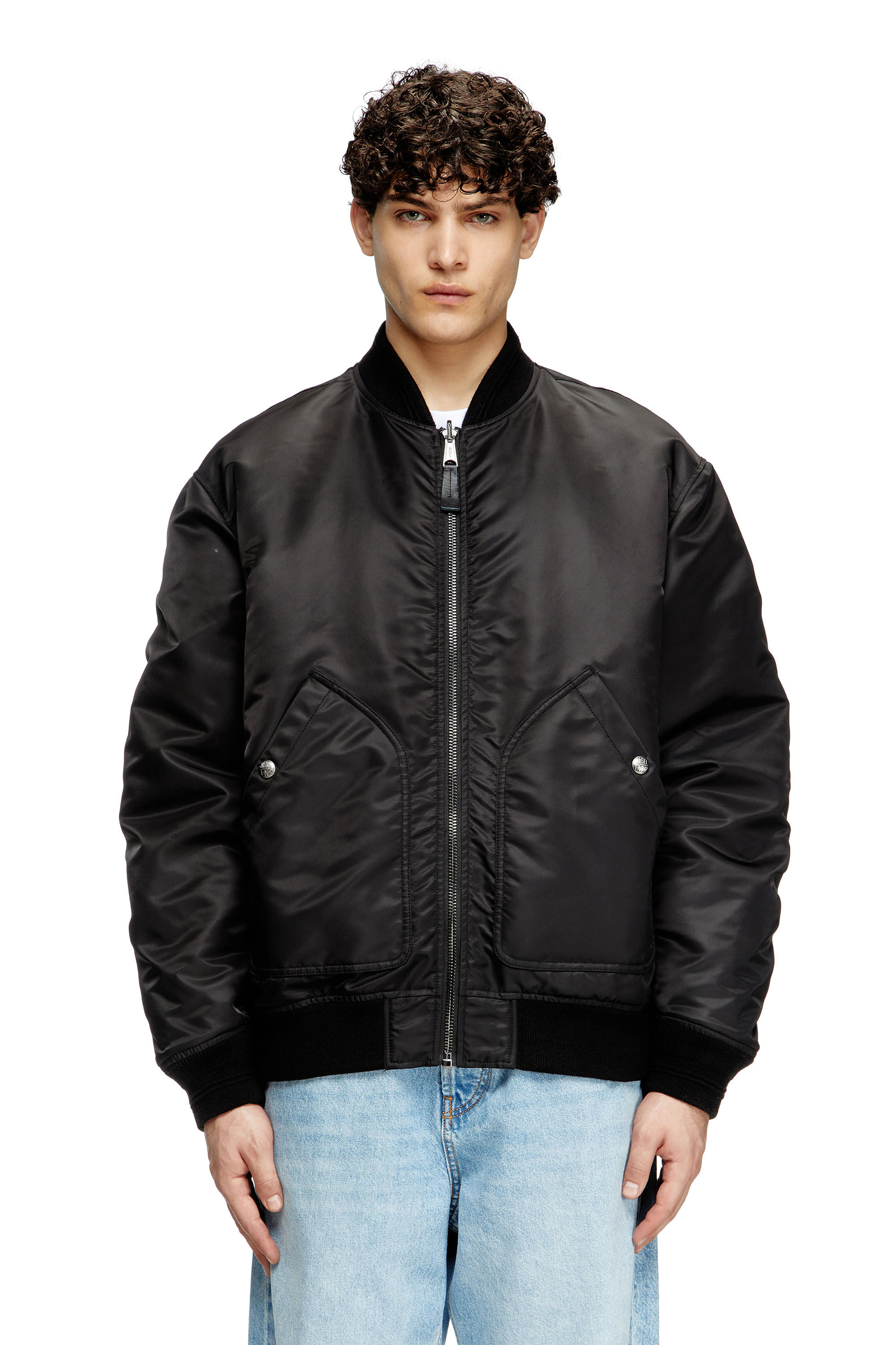 Men's Bomber in padded nylon with Oval D | Black | Diesel